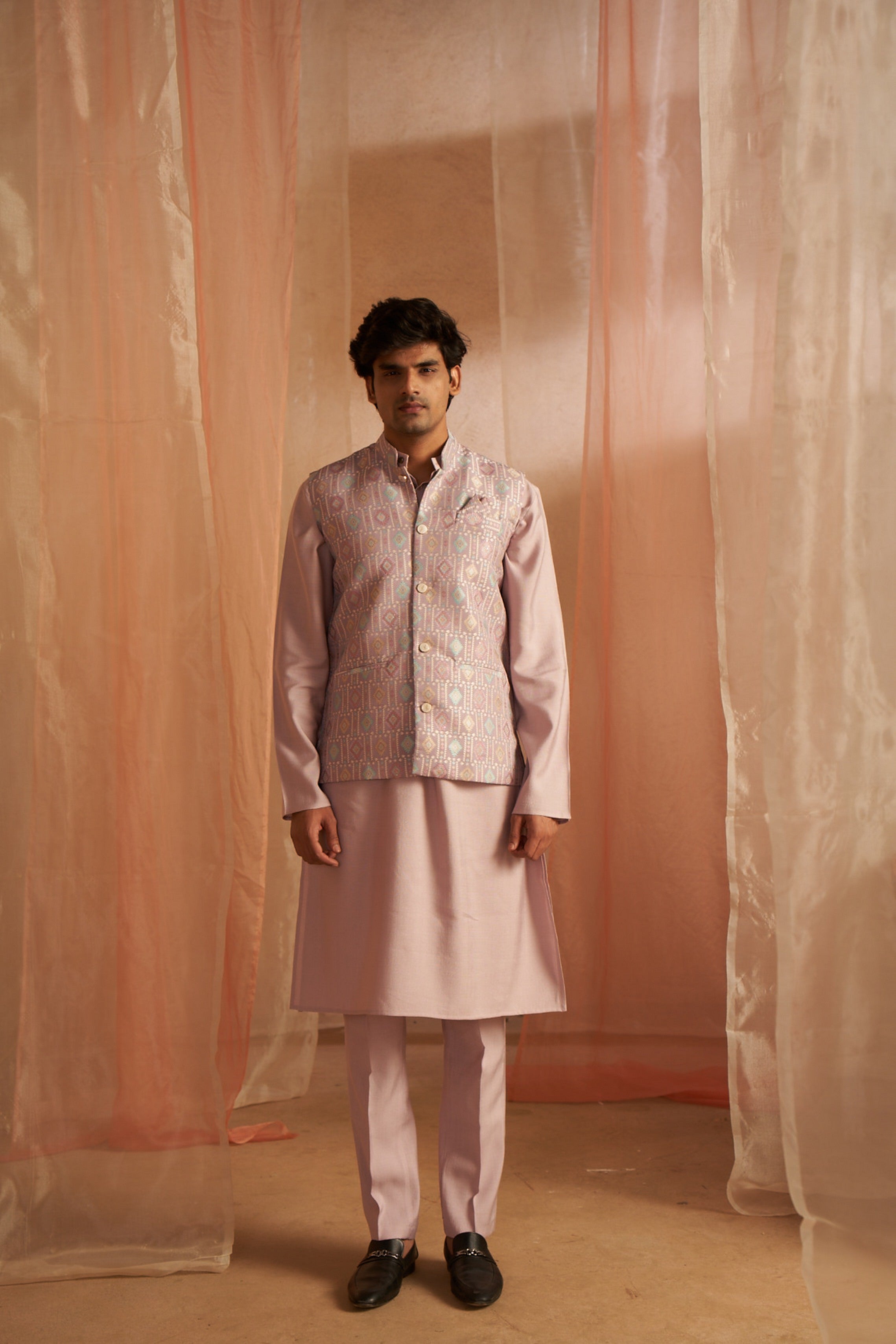 Purple Color Printed Ethnic Jacket – Eye-Catching Festive Style