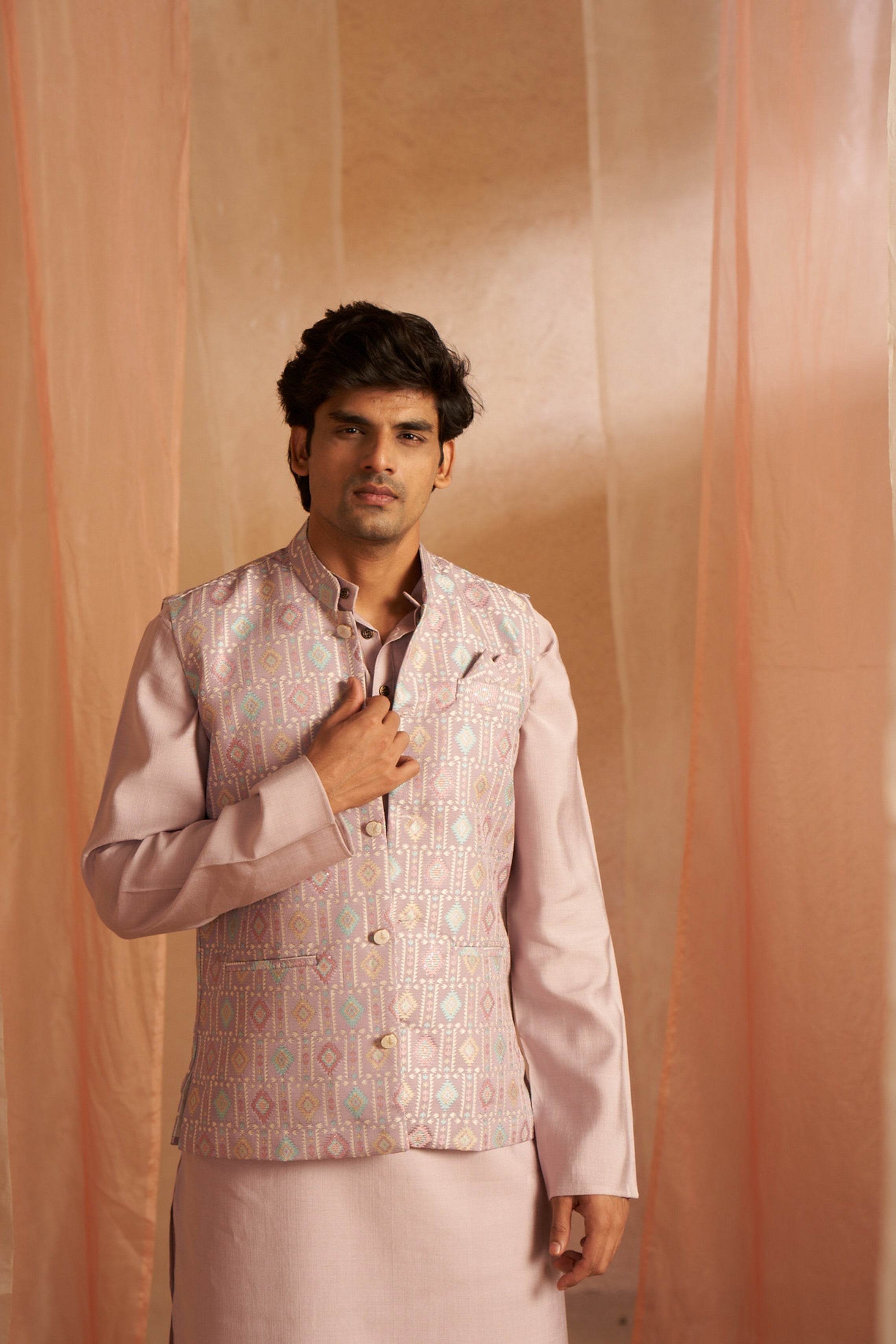 Purple Color Printed Ethnic Jacket – Eye-Catching Festive Style