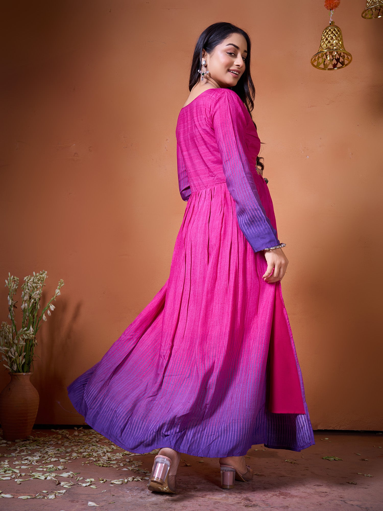Purple Cotton Silk Designer Suit Set With Elegant Printed Detailing