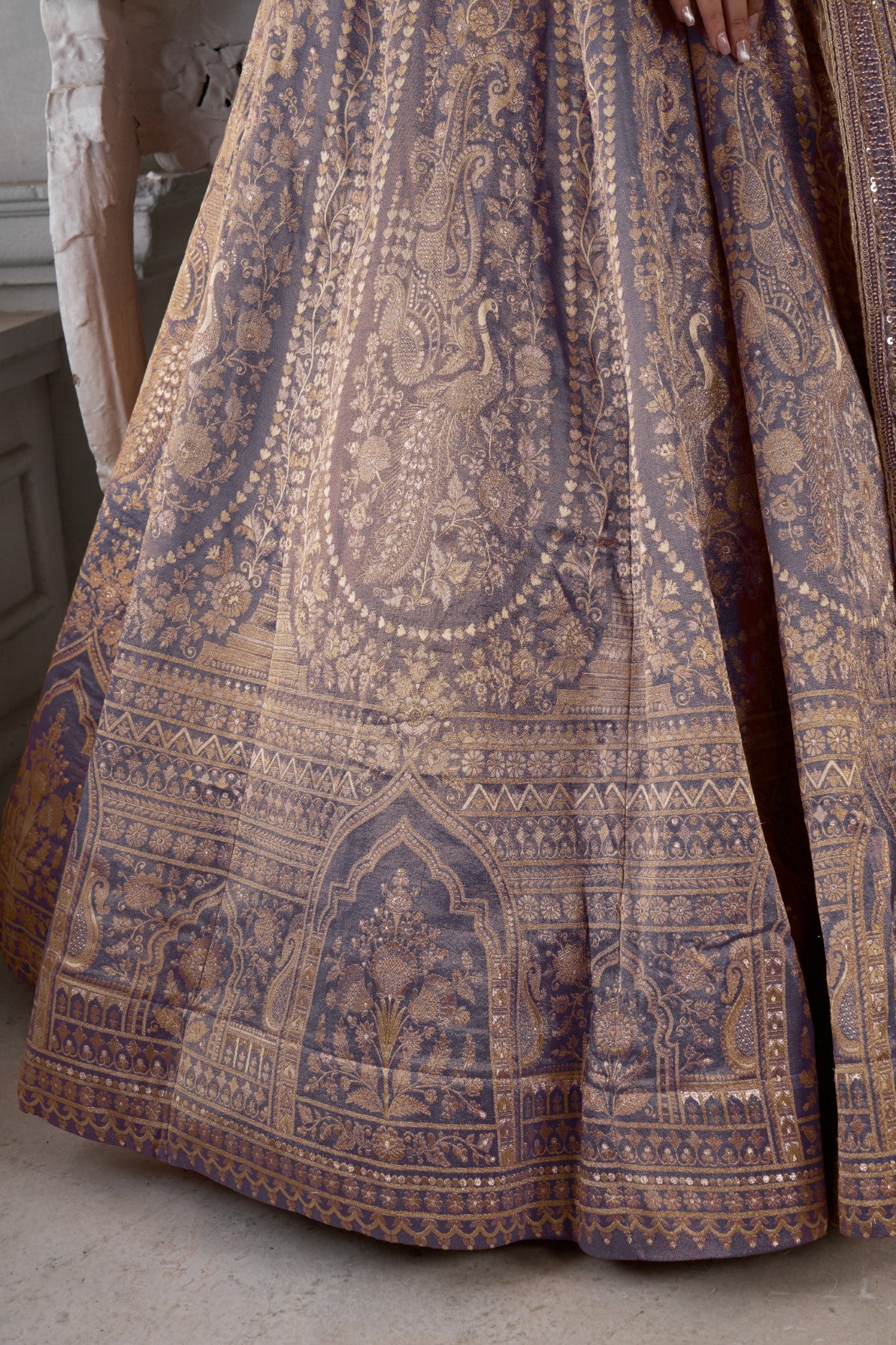 Purple Kanjivaram Tissue Jari Bridal Lehenga Choli with Beadwork