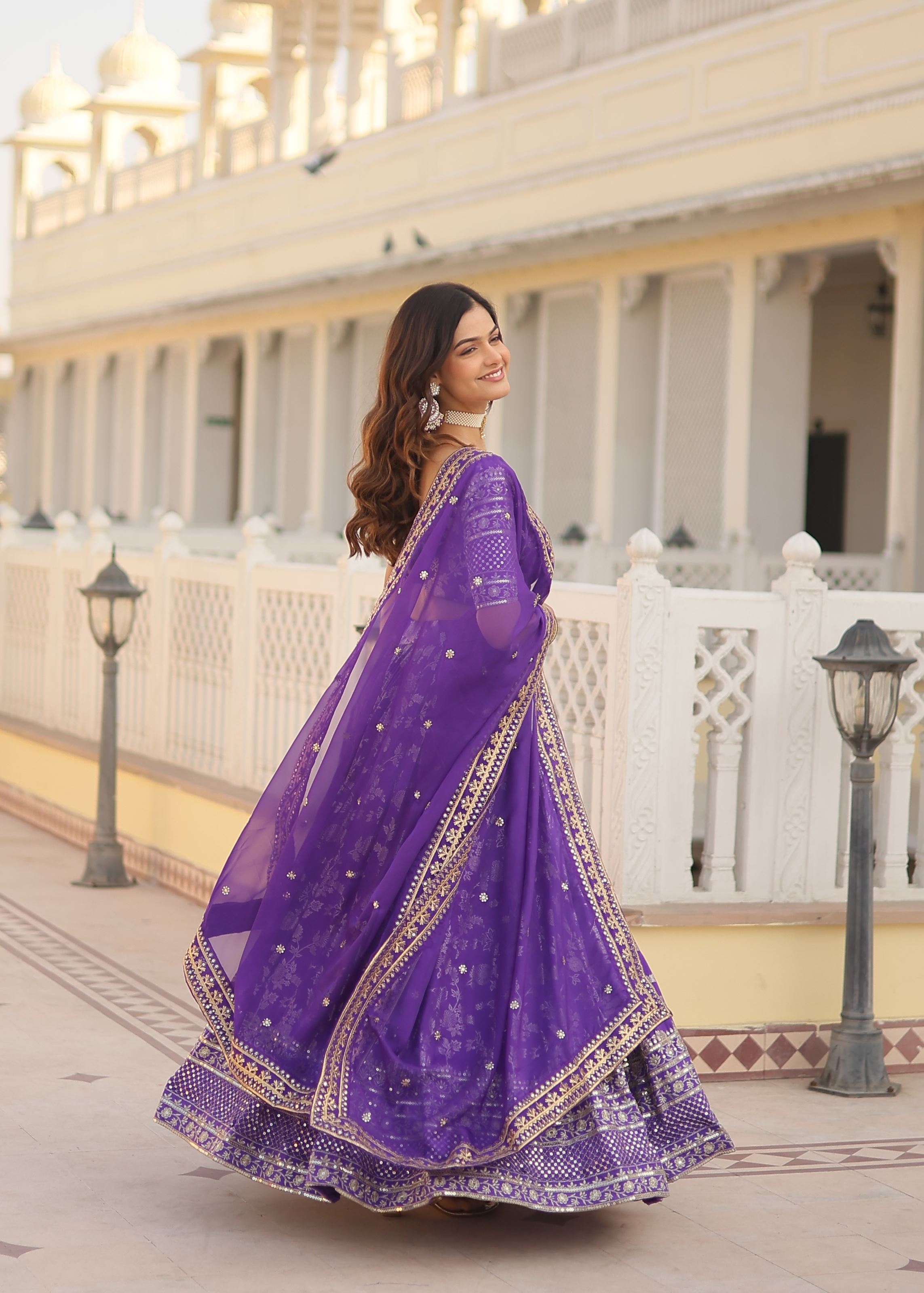 Purple Lehenga Choli with Heavy Embroidered Sequins work