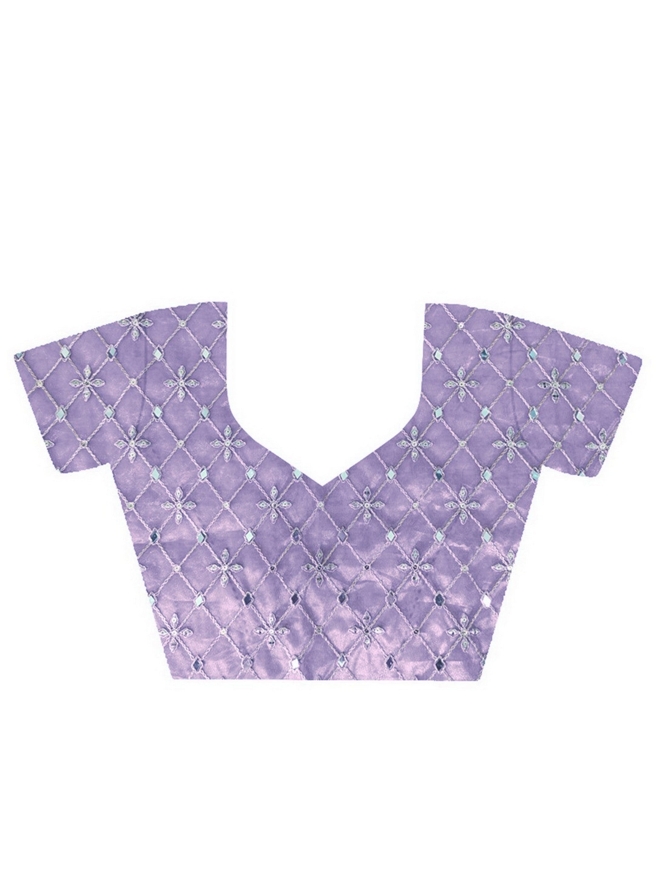 Purple Silver Tissue Silk Beautiful Sequins And Jari Embroidery Work Saree