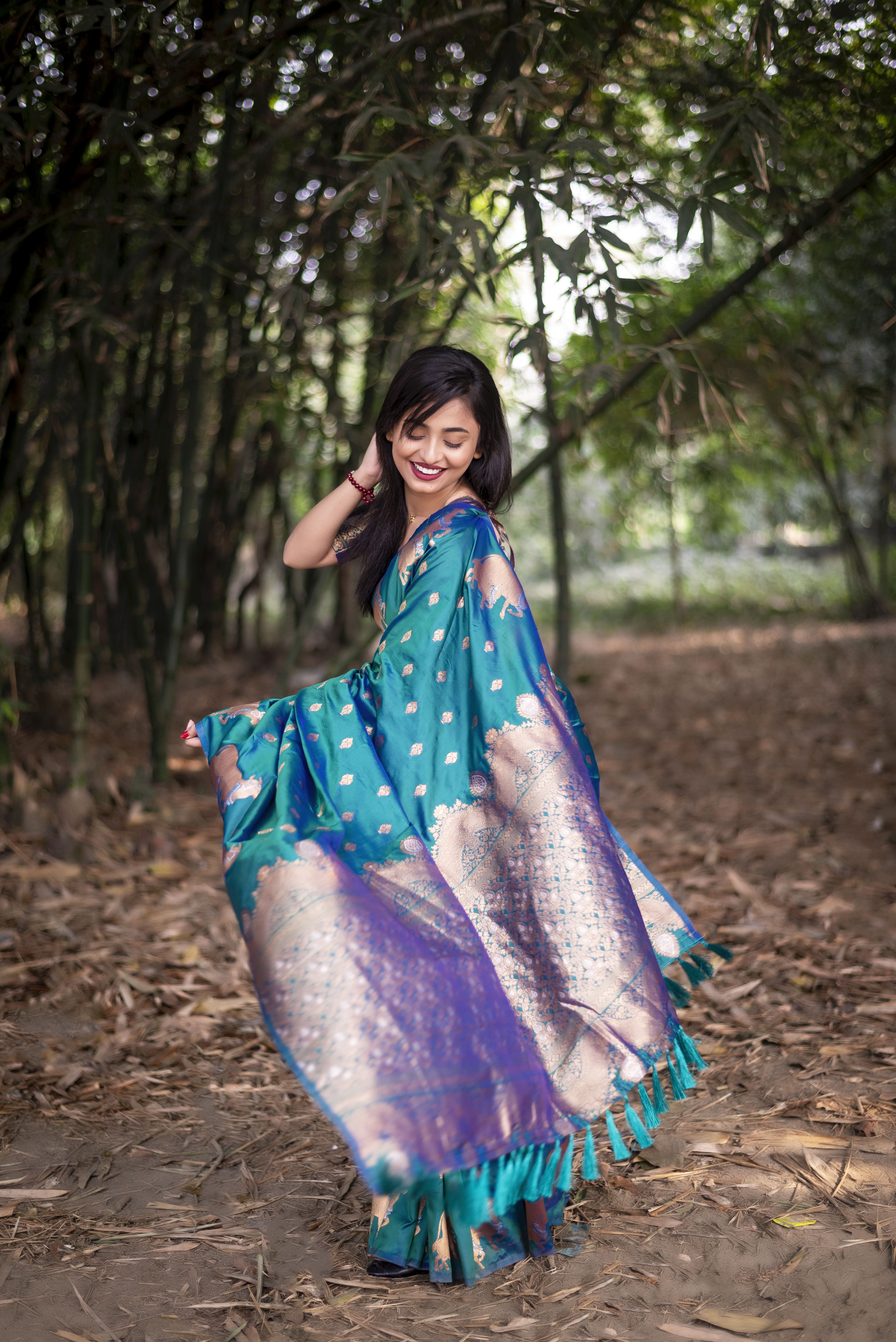 Rama Beautiful Woven Jari Nandi Designer Moonga Silk Saree