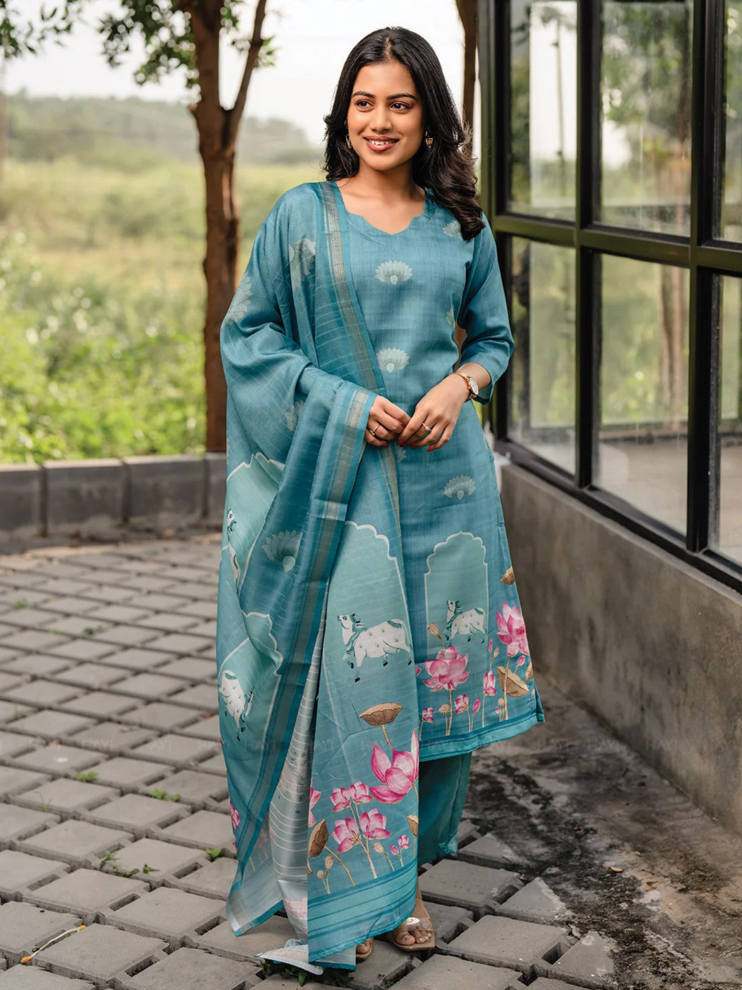 Rama Cotton Kurta Pant Set Printed