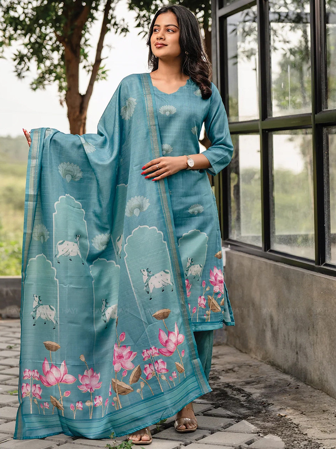 Rama Cotton Kurta Pant Set Printed