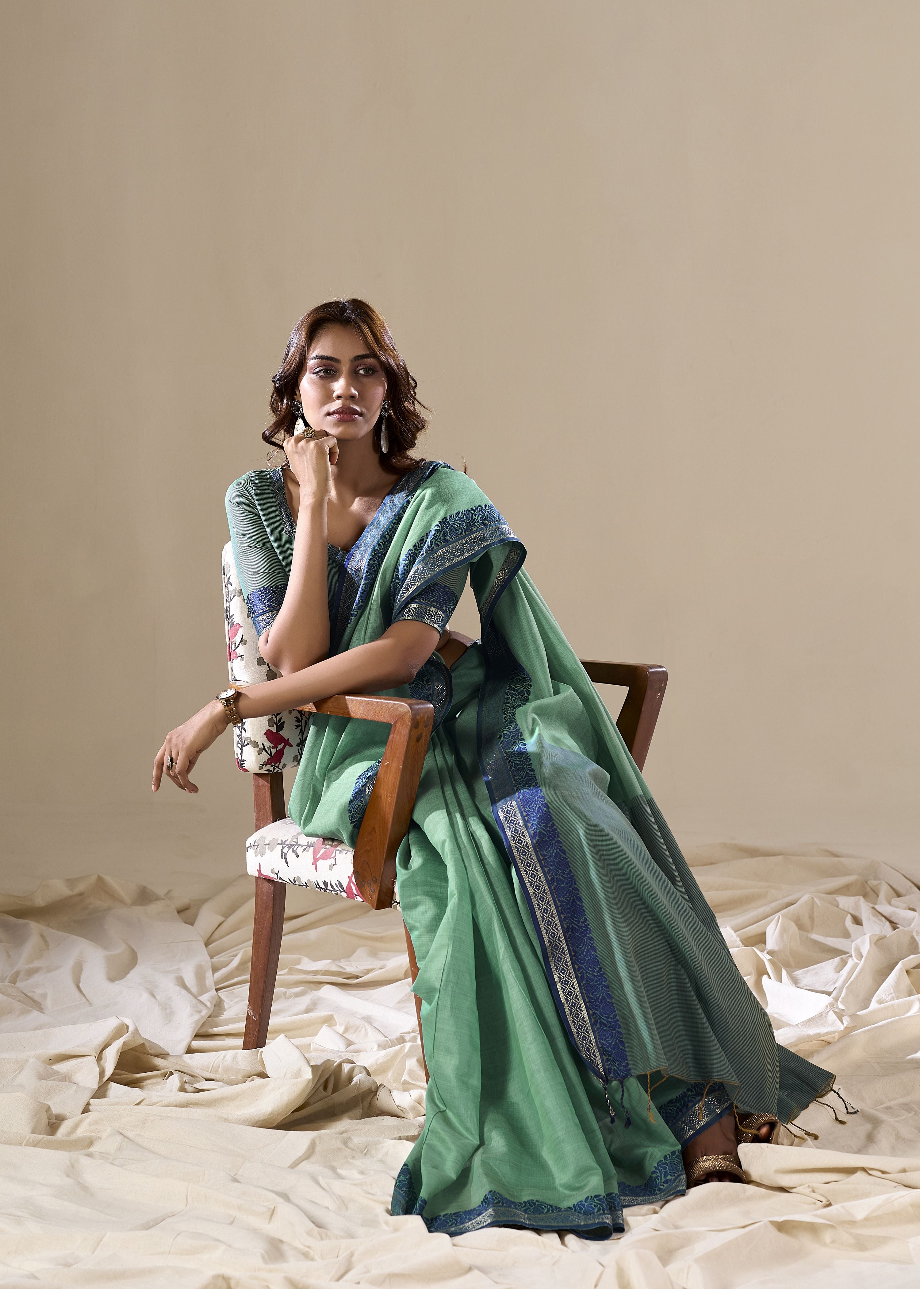 Rama Handloom Silk Woven Pallu Border Designer Ethnic Traditional Saree