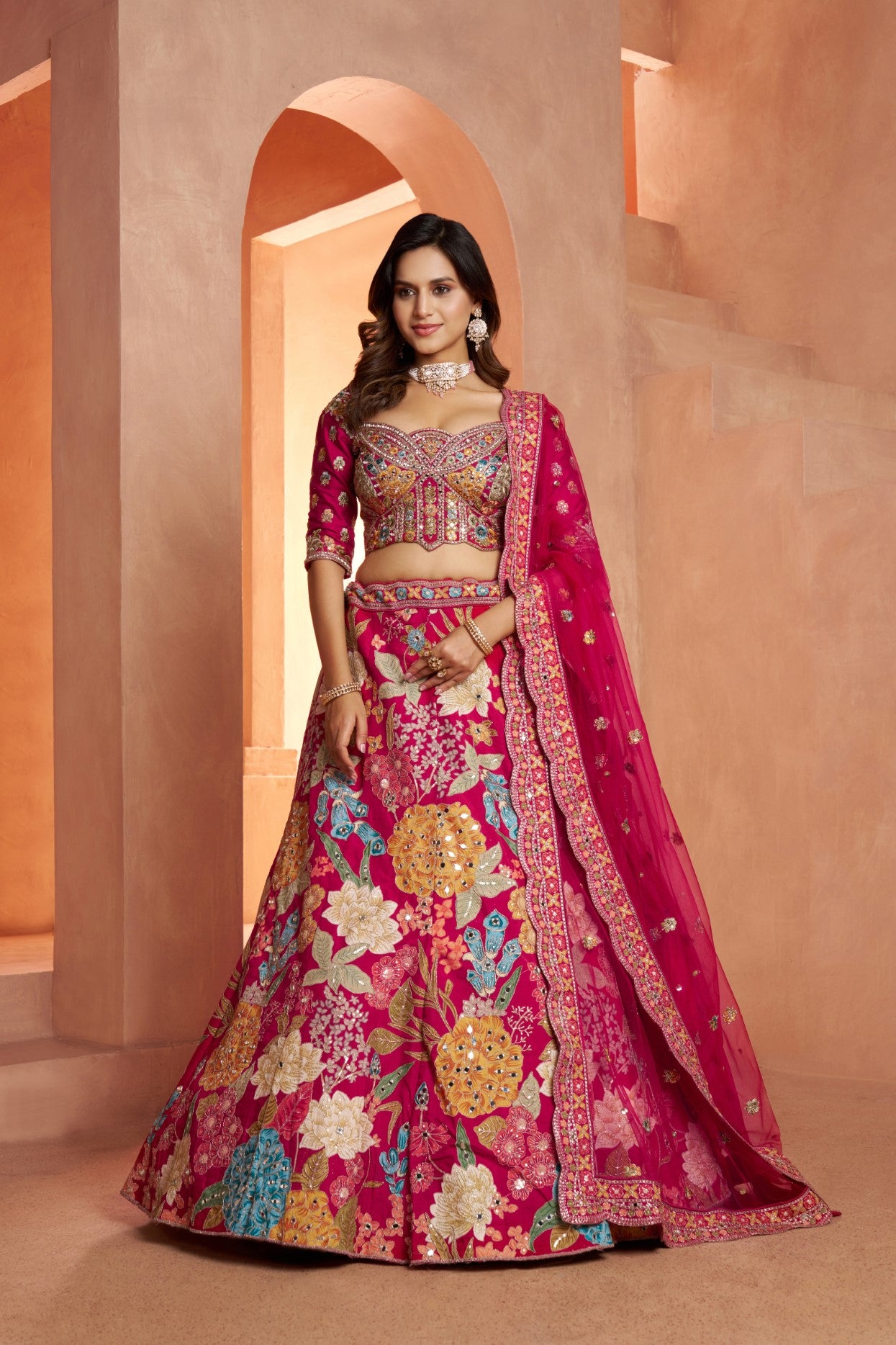 Rani Dola Silk Mirror Work Designer Bridal Lehenga Choli