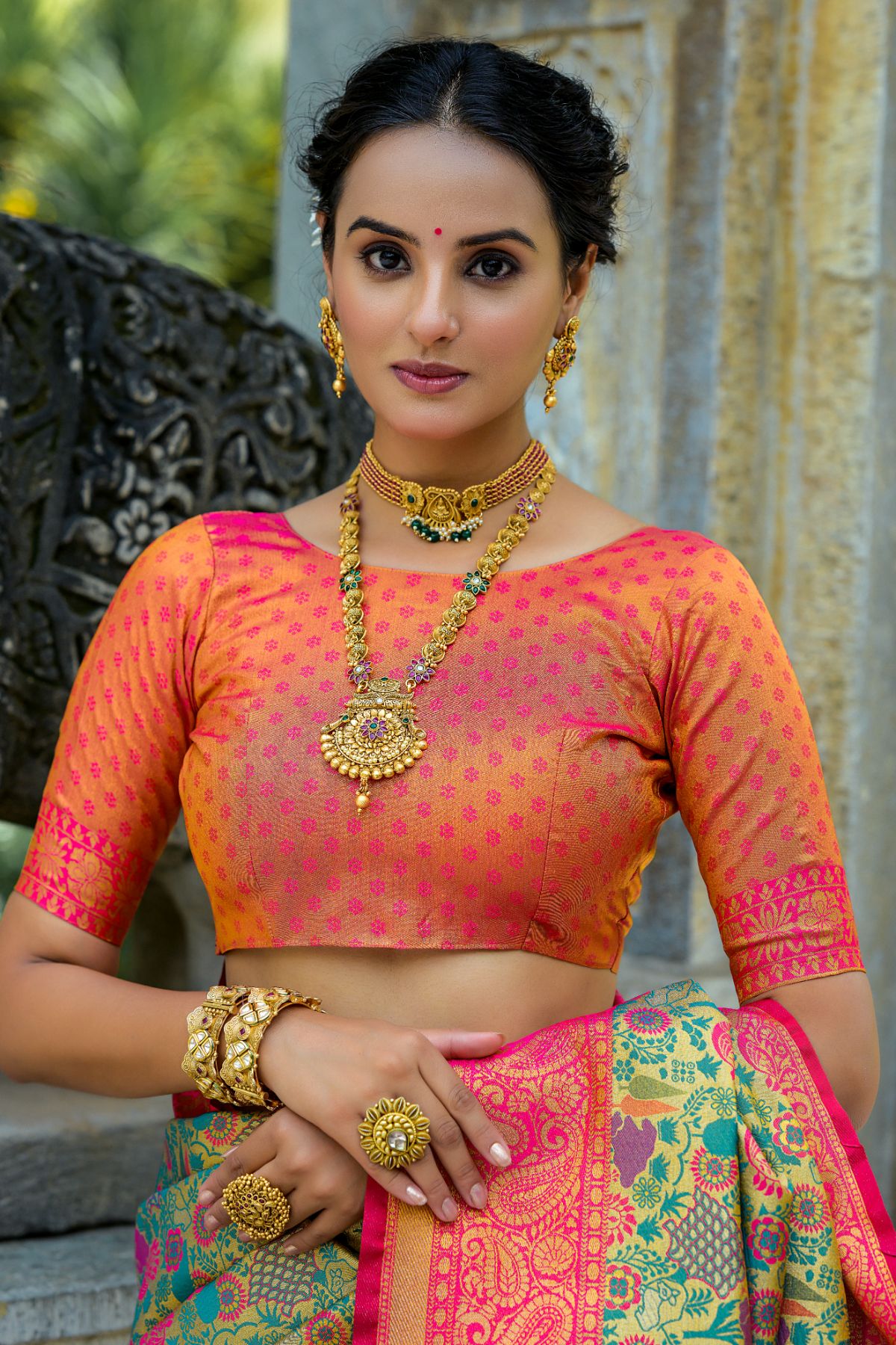 Rani Kanjivaram Saree with Zari Design and Pallu