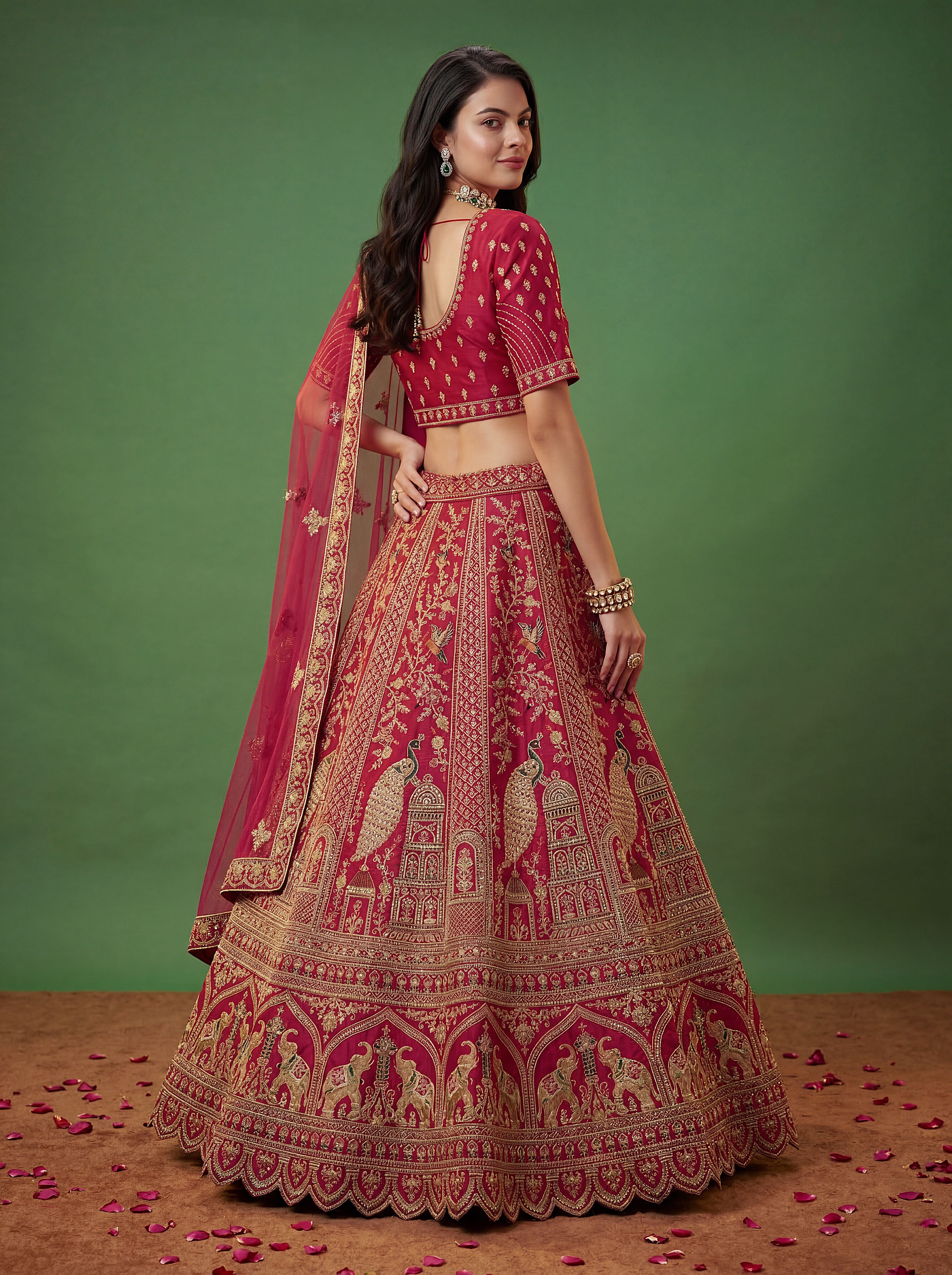 Rani Pink Silk Lehenga Choli With Fancy Embroidered, Dori Embroidered, Multi Thread work, Sequinned With Diamond studded