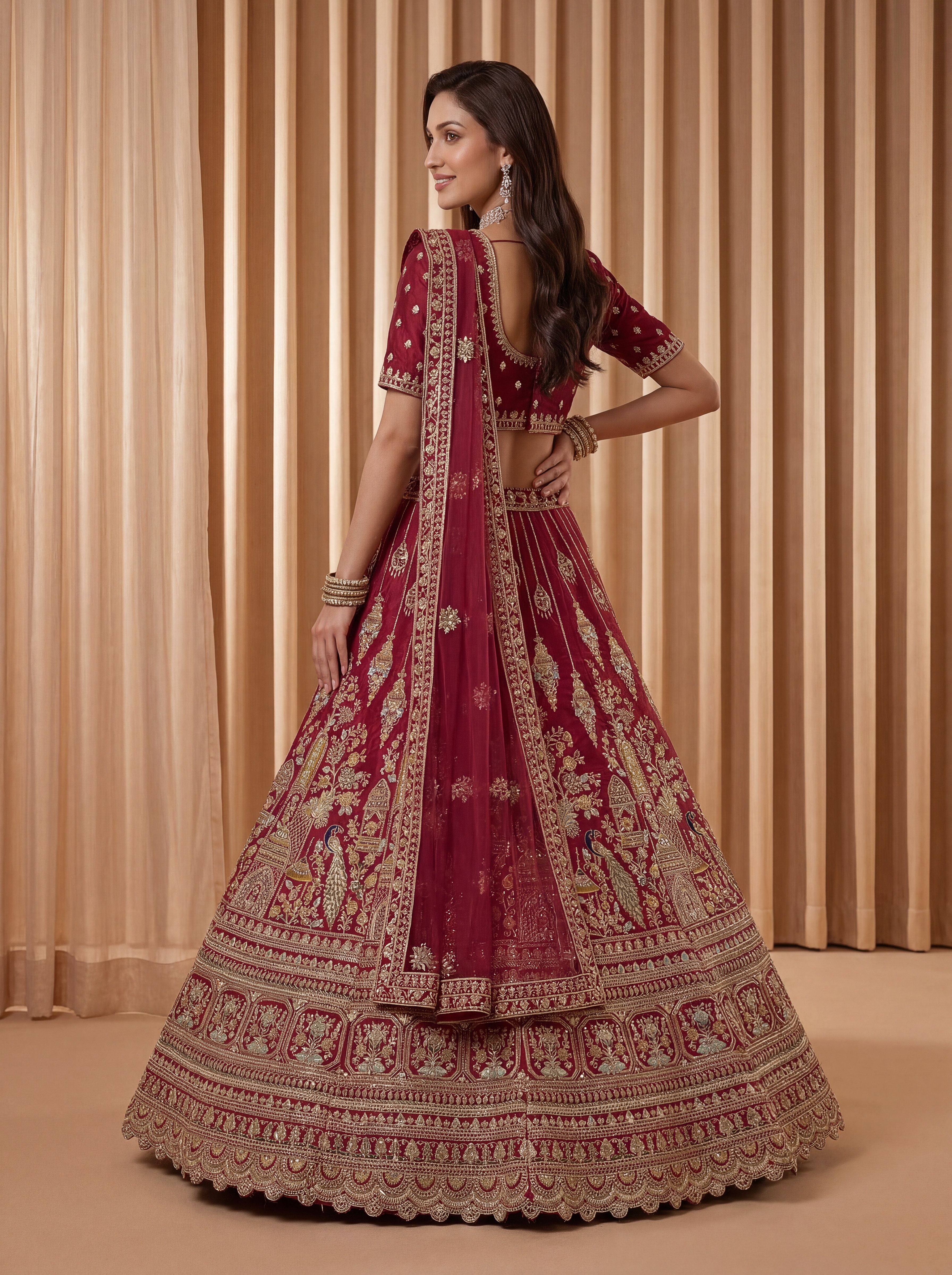 Rani Pink Silk Lehenga Choli With Fancy Embroidered, Dori Embroidered, Multi Thread work, Sequinned With Diamond studded