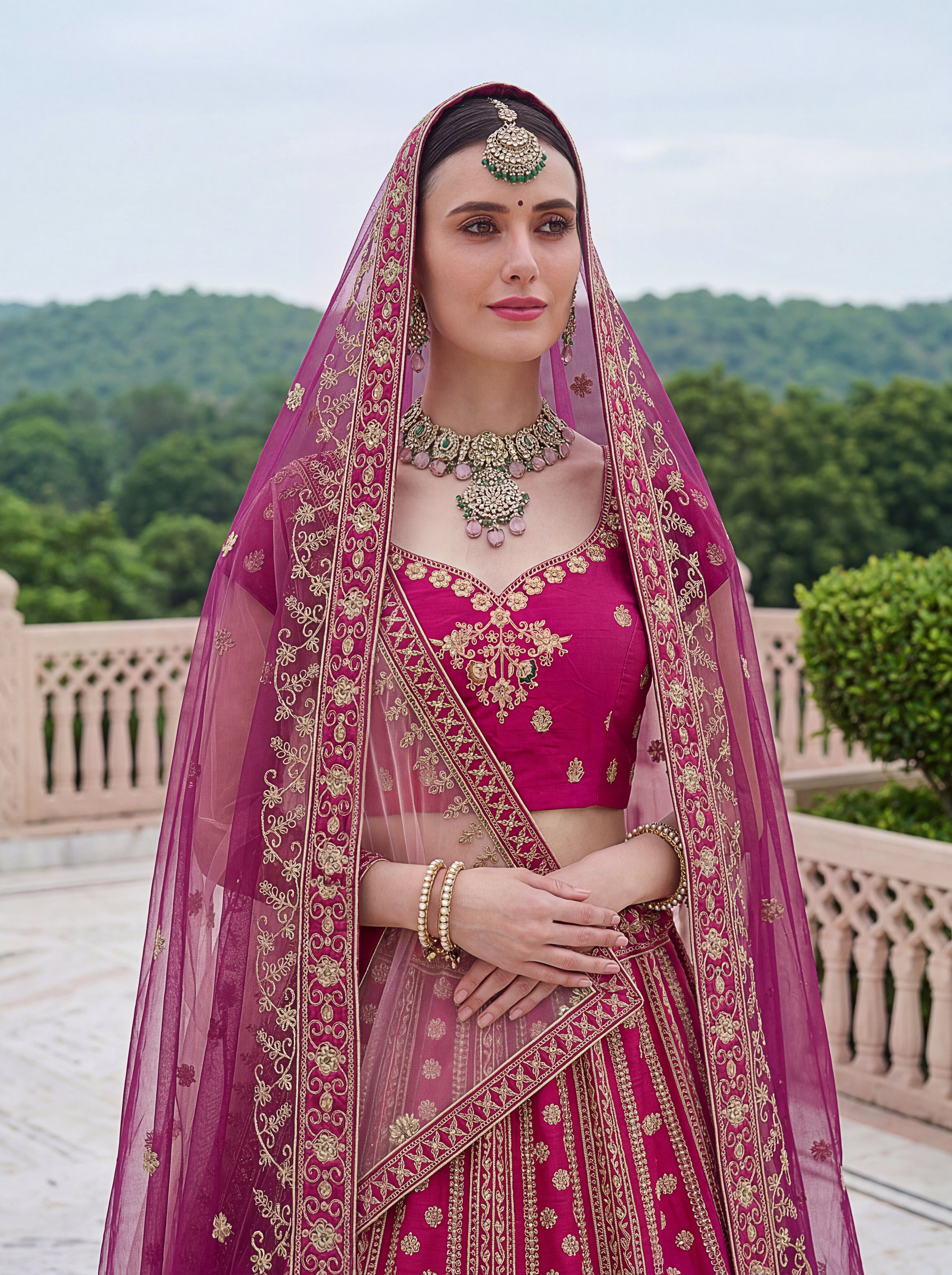 Rani Pink Silk Lehenga Choli With Fancy Multi Heavy Thread Embroidery With Sequins Work
