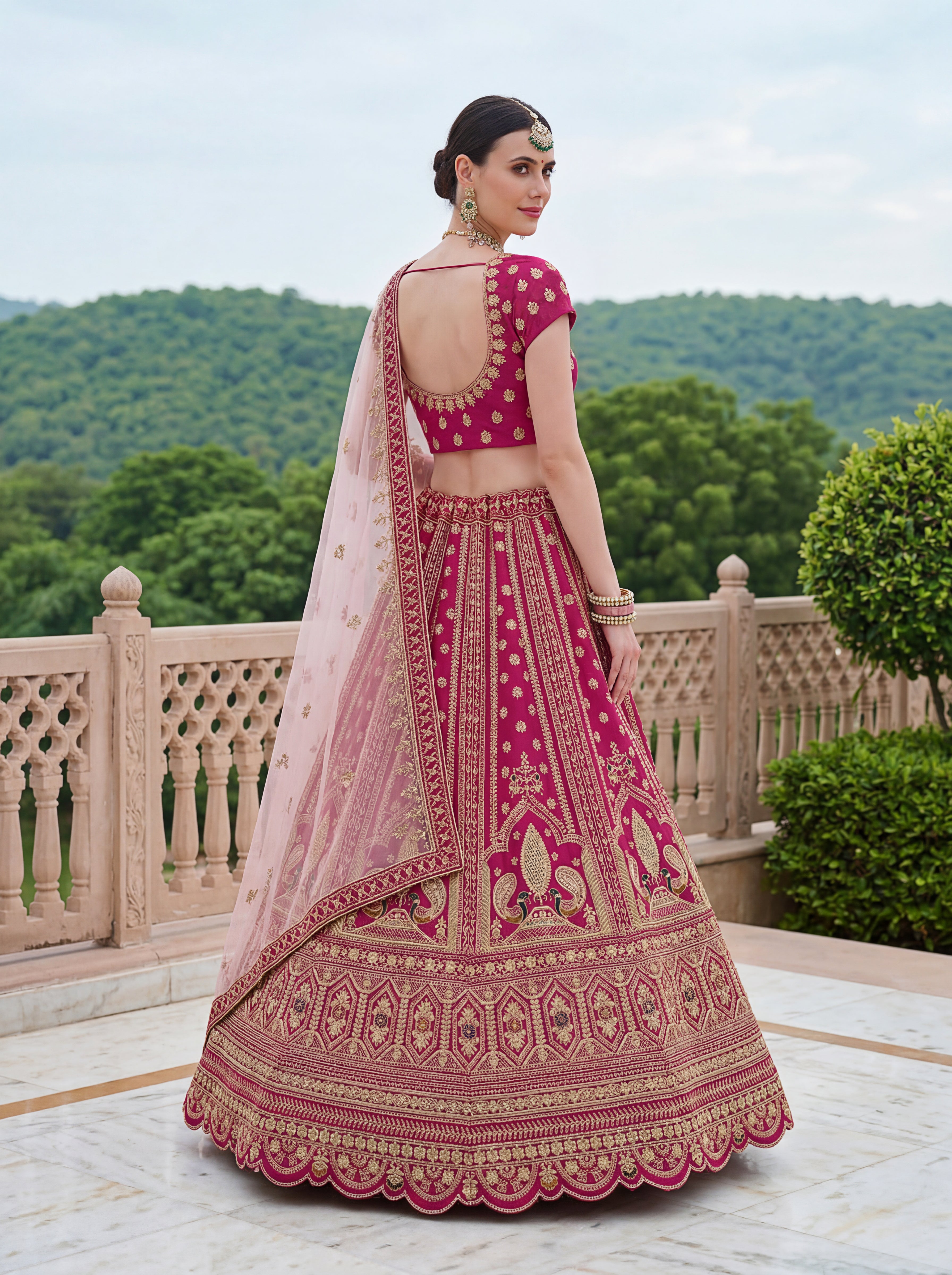 Rani Pink Silk Lehenga Choli With Fancy Multi Heavy Thread Embroidery With Sequins Work