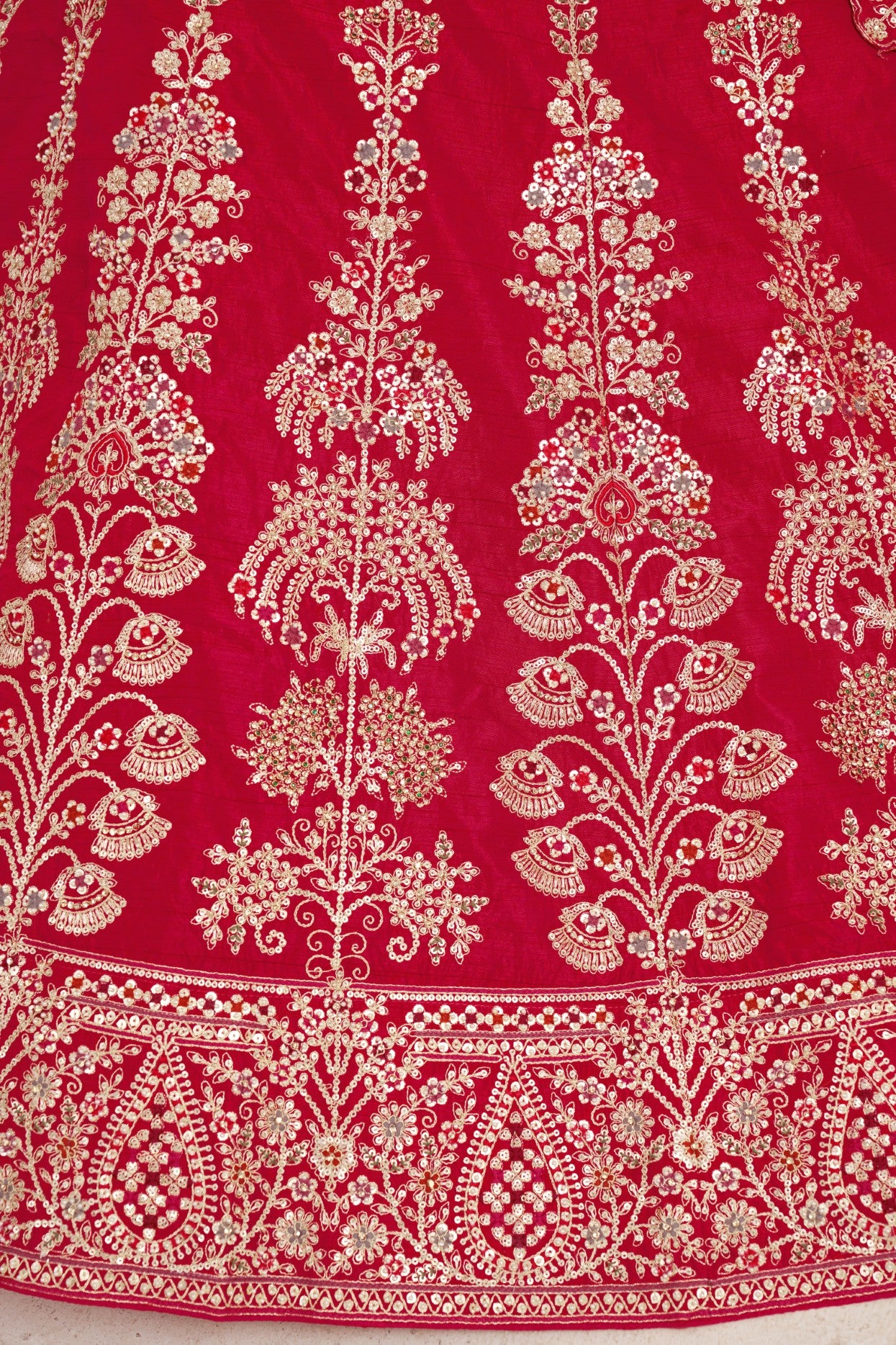 Rani Silk Floral Zari Designer Bridal Lehenga Choli