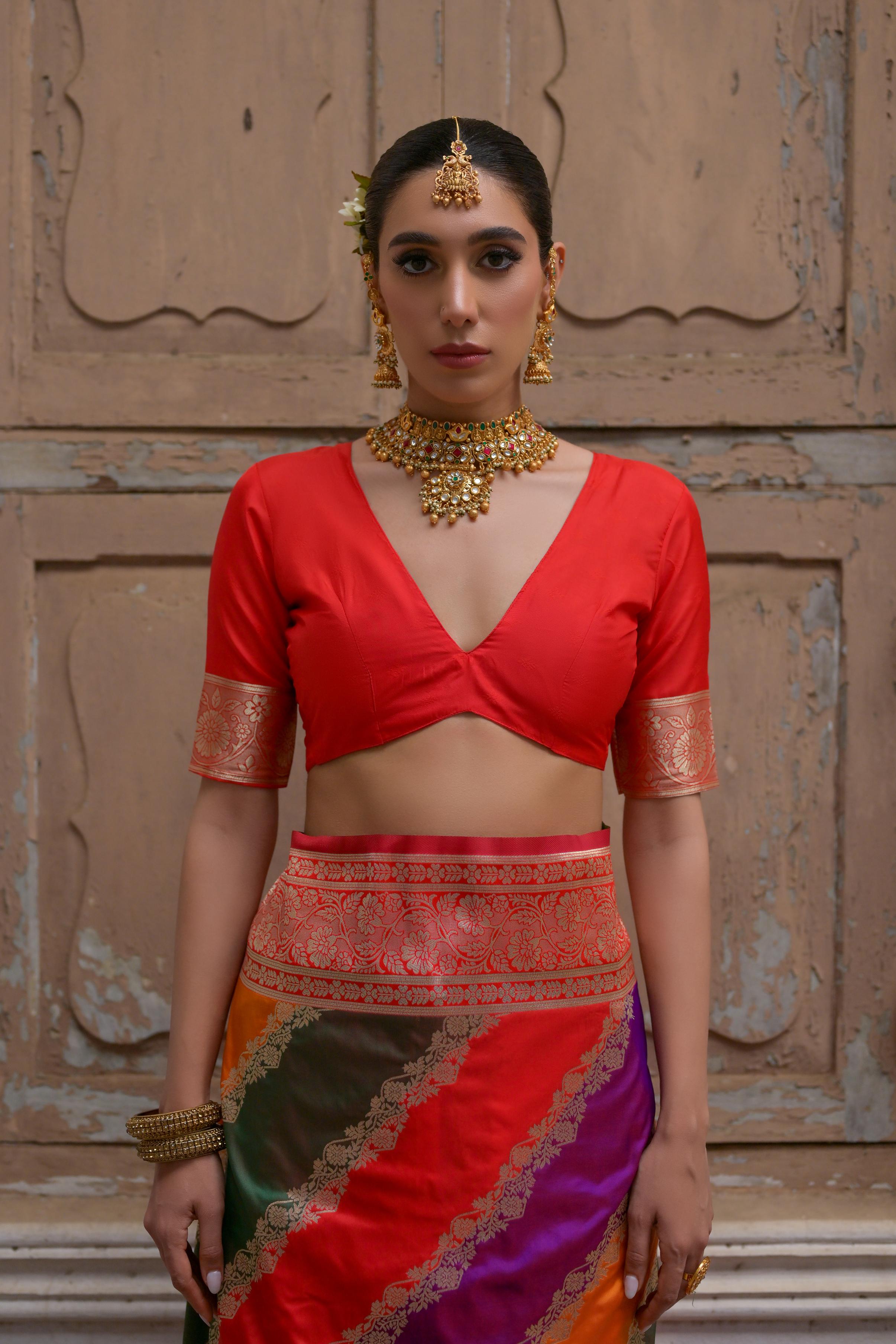 Red Handloom Woven Kadwa Style Designer Banarasi Silk Saree