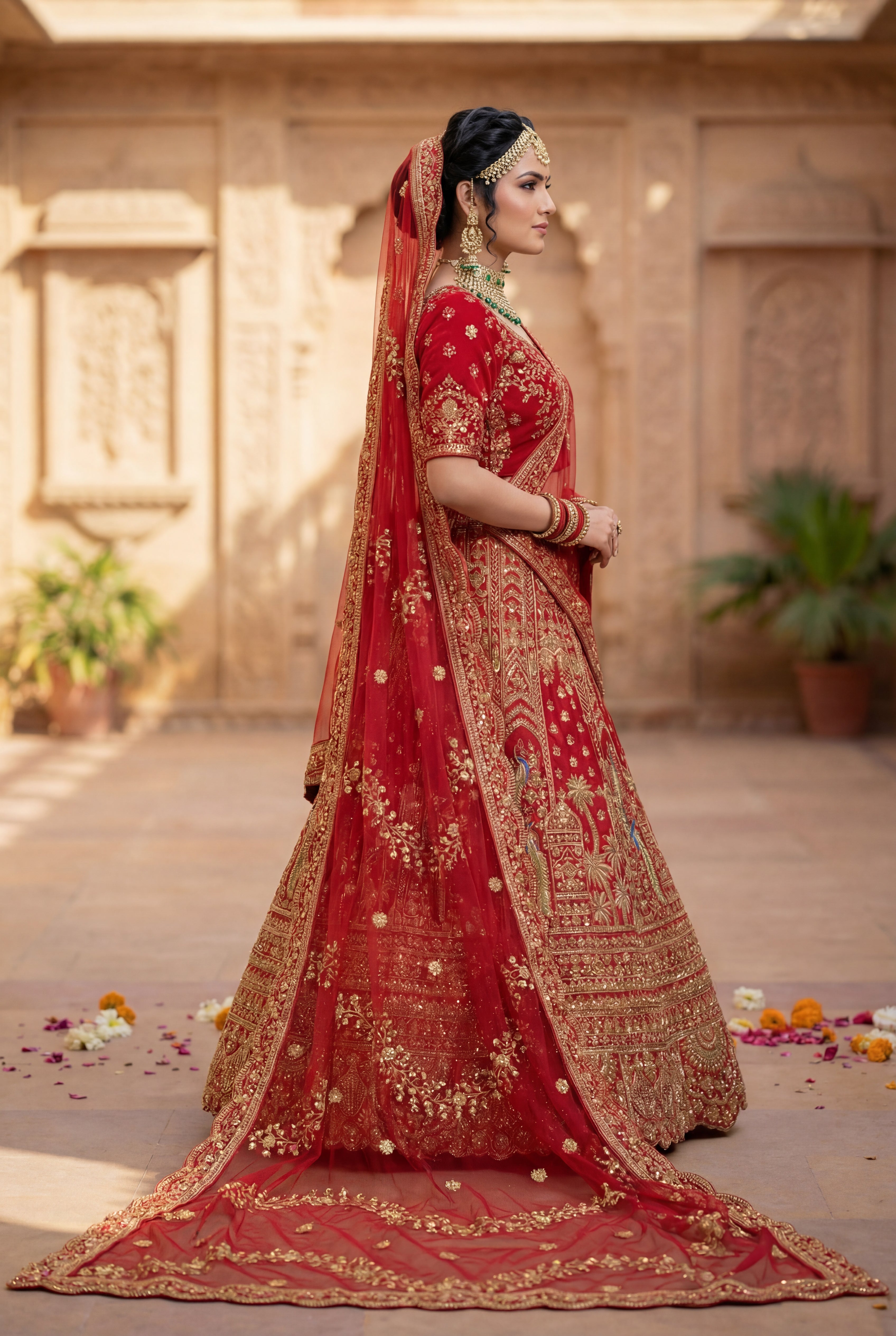 Red Silk Lehenga Choli With Heavy Embroidery With Sequins Work