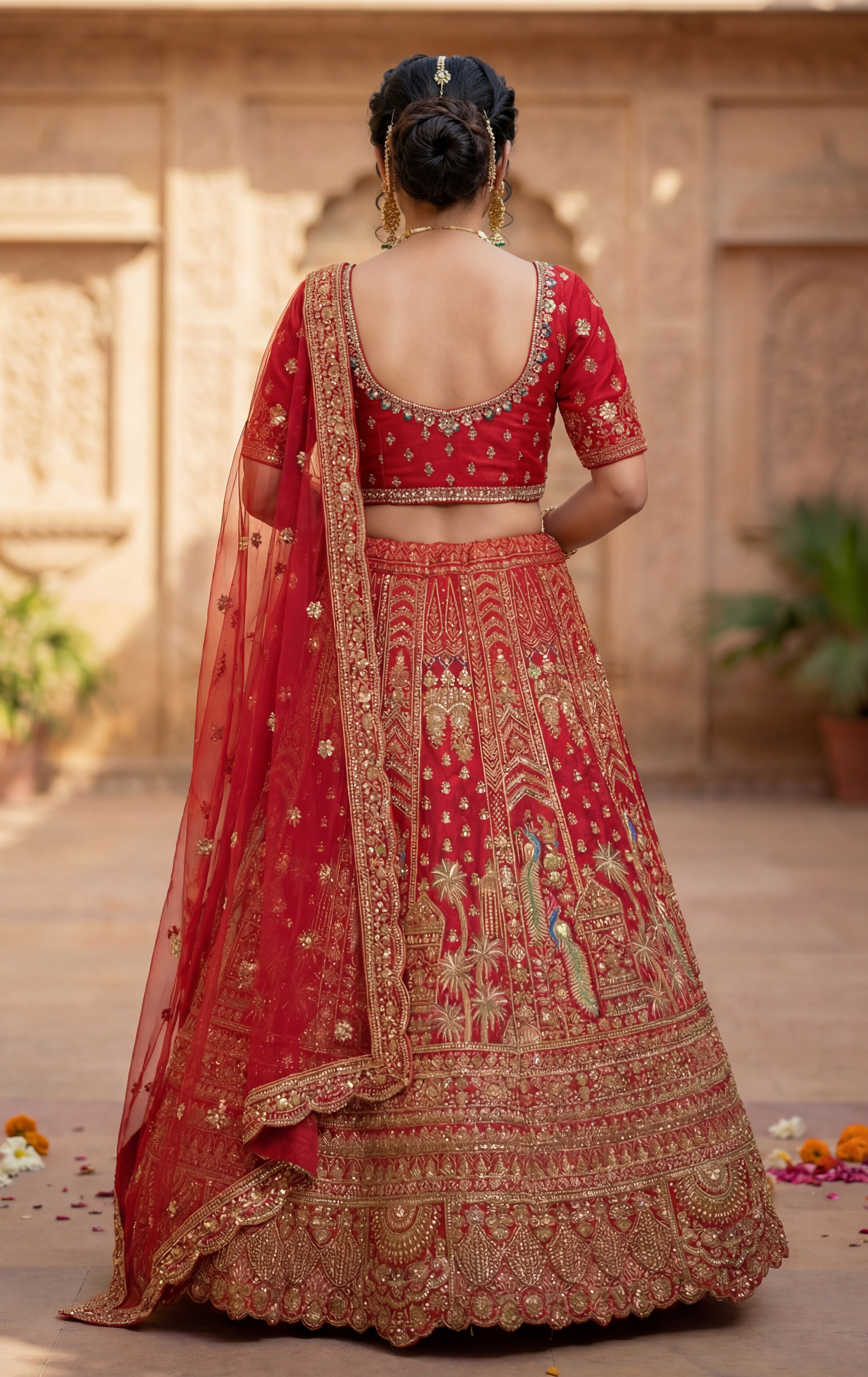 Red Silk Lehenga Choli With Heavy Embroidery With Sequins Work