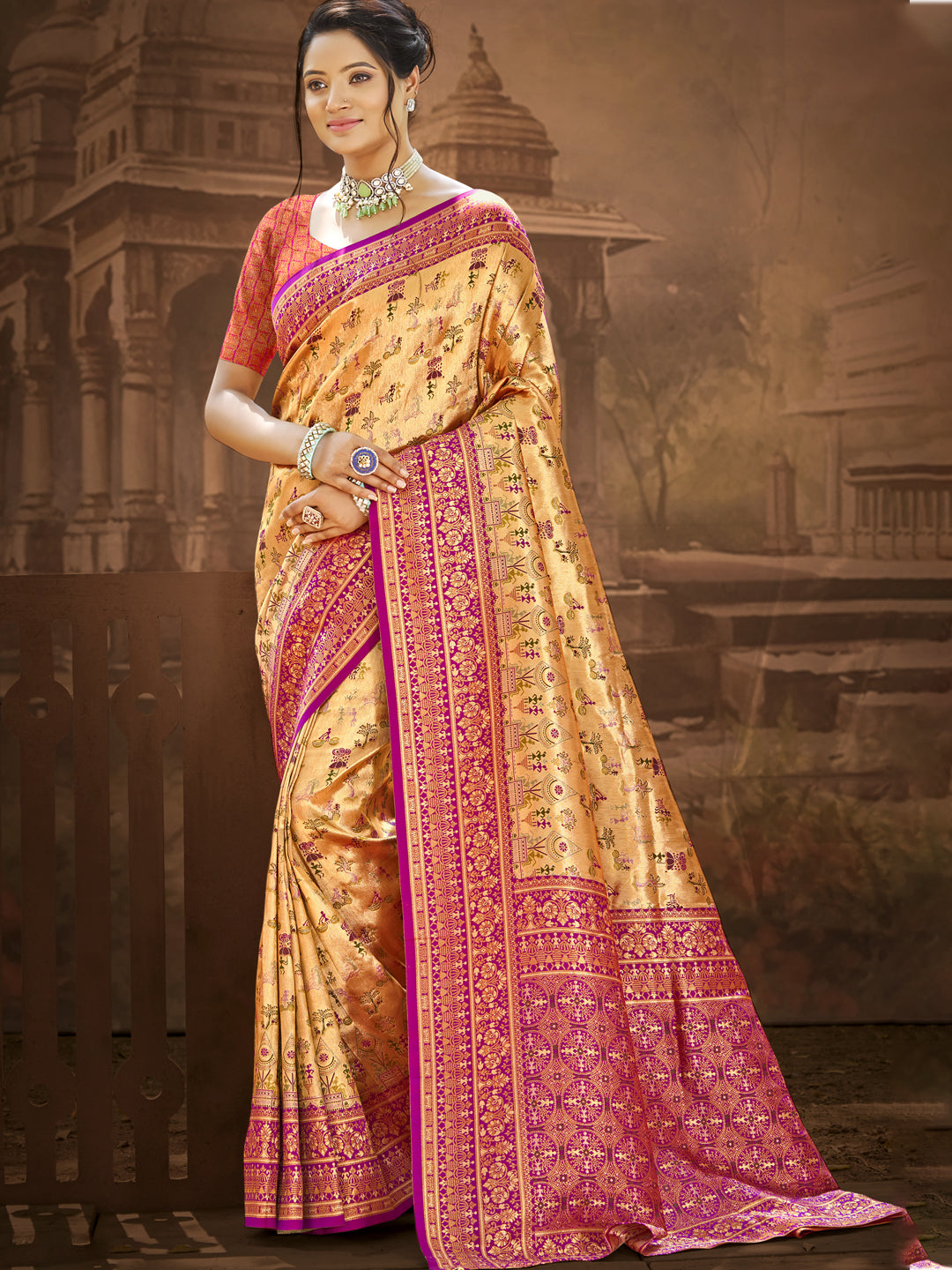 Royal Multi Color Dharmavaram Silk Festival Saree for Women