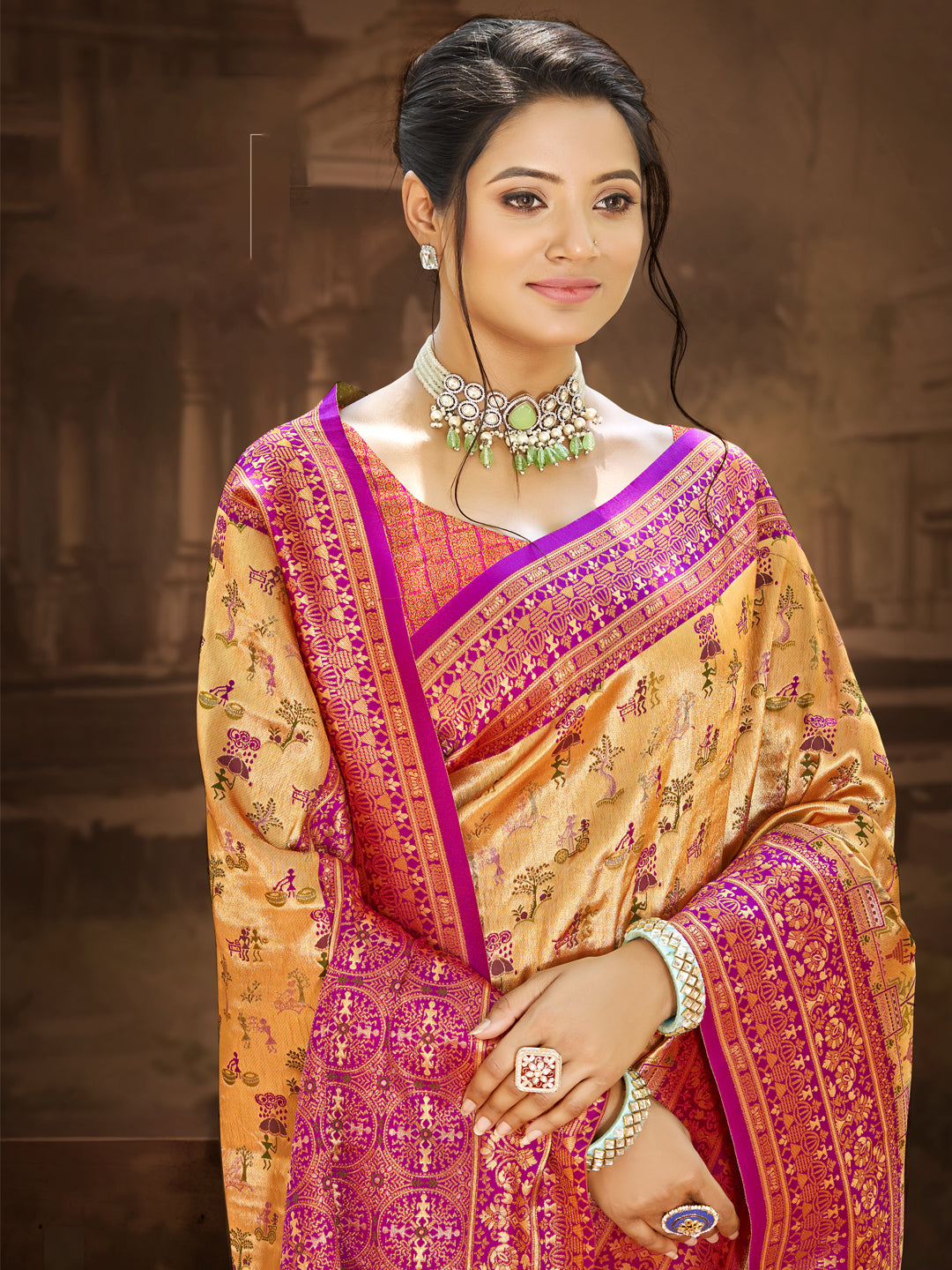 Royal Multi Color Dharmavaram Silk Festival Saree for Women