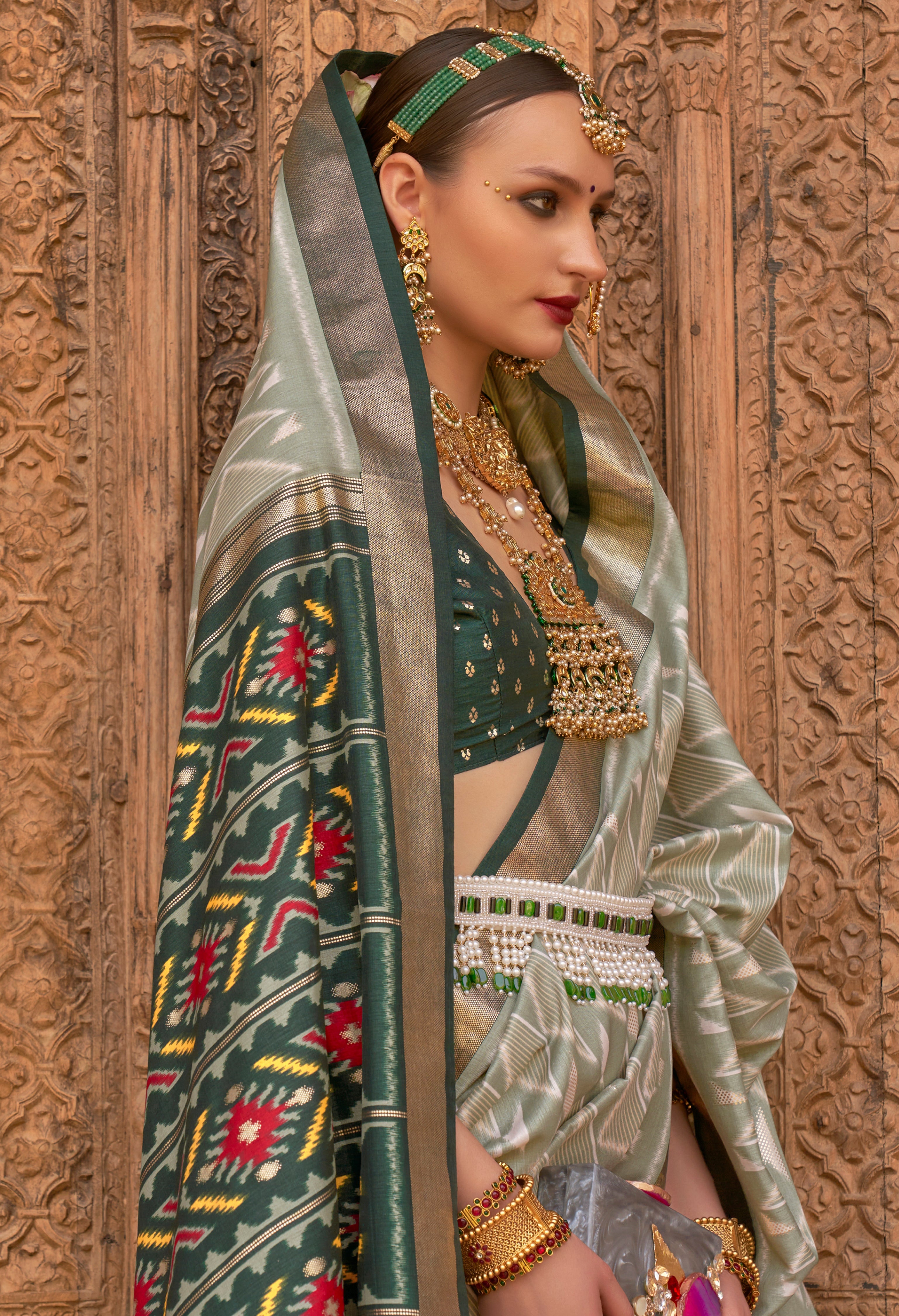 Sage PV Silk Saree with Printed