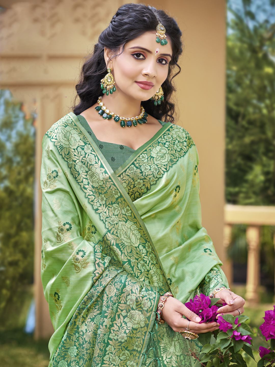 Sea Green Color Classic Banarasi Silk Saree