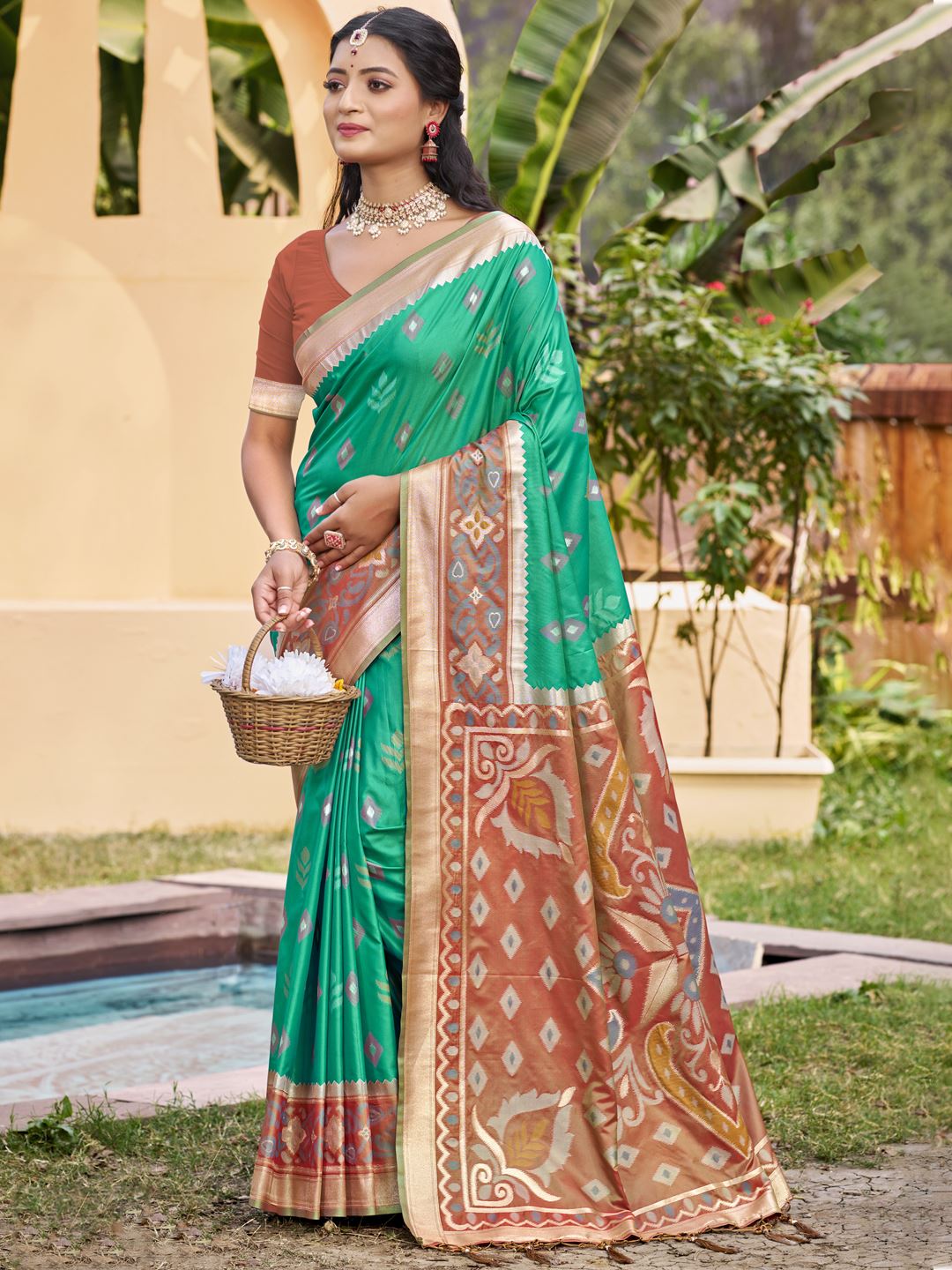 Sea Green Color Classic Silk Saree