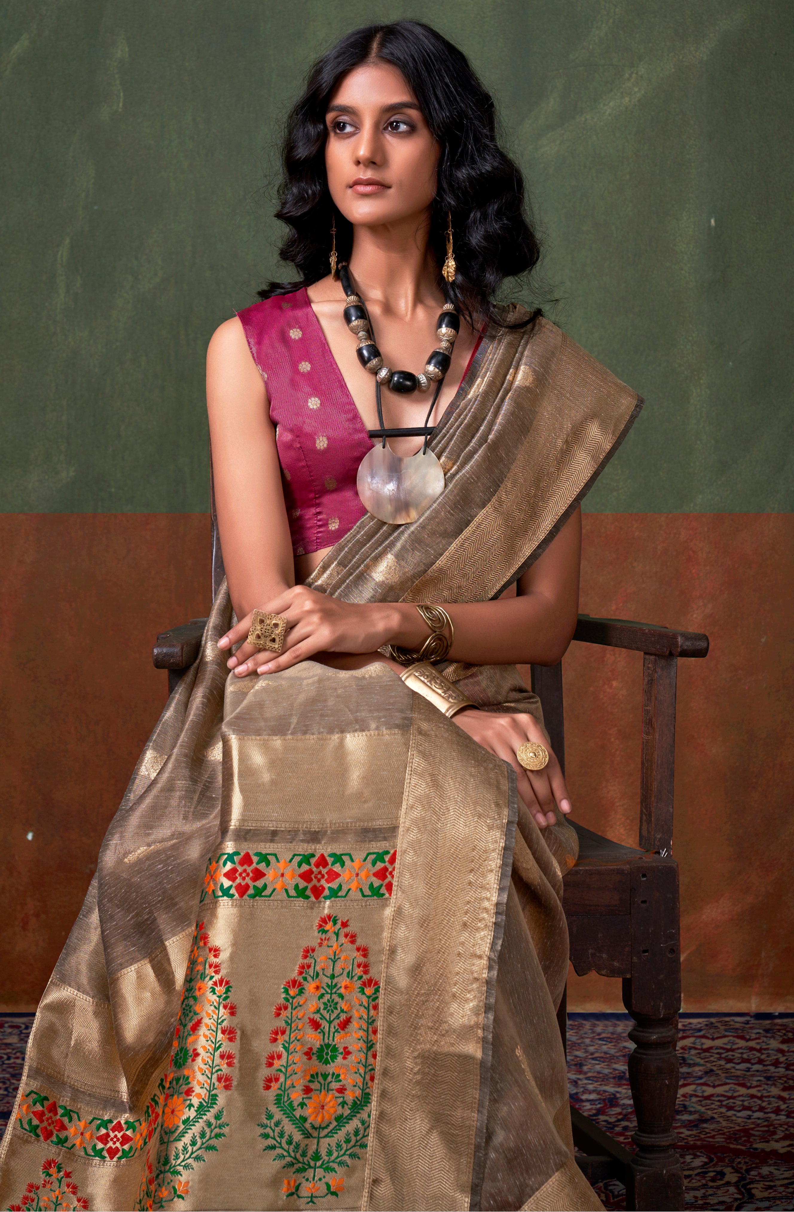 Teal Blue Color Tissue Silk Saree With Jacquard Woven Work