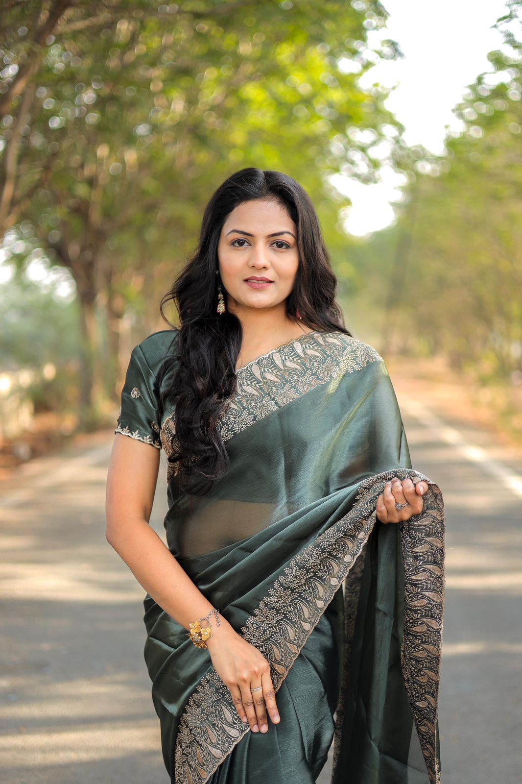 Teal Colour Burburry Silk Heavy Work Saree