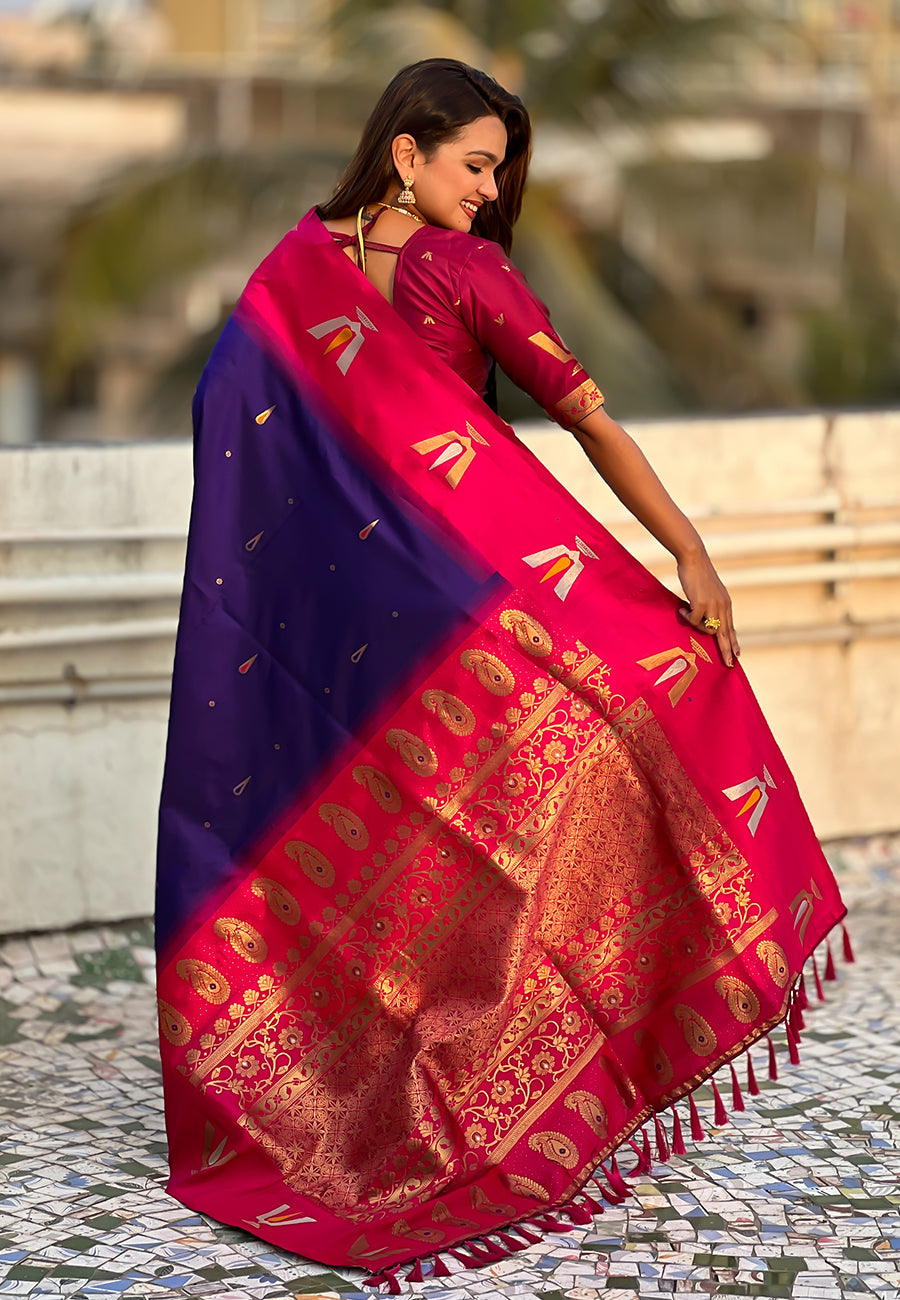 Traditional Woven Balaji Tilak Designer Woven Soft Silk Blue Saree