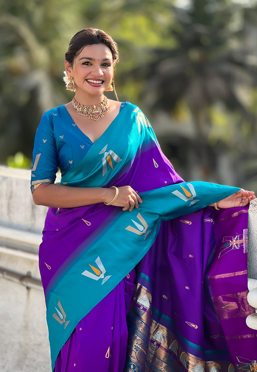 Traditional Woven Balaji Tilak Designer Woven Soft Silk Lavender Saree