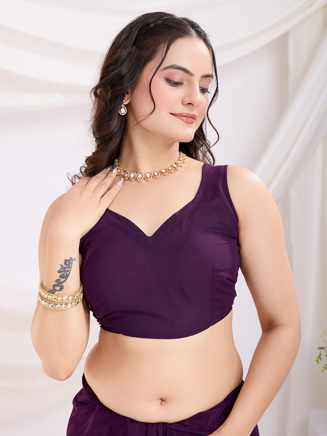 Violet Chinon Silk Desigenr Zari Embroidered Ceremonial Saree