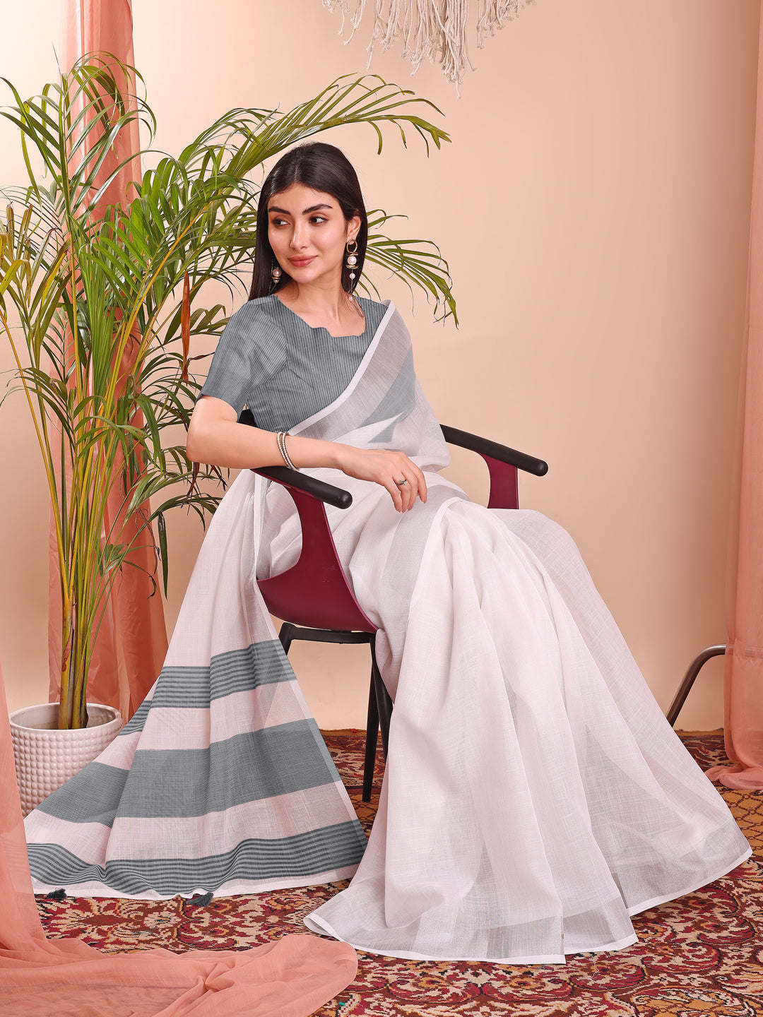 White Beautiful Summer Special Sophisticated Ethnic Saree