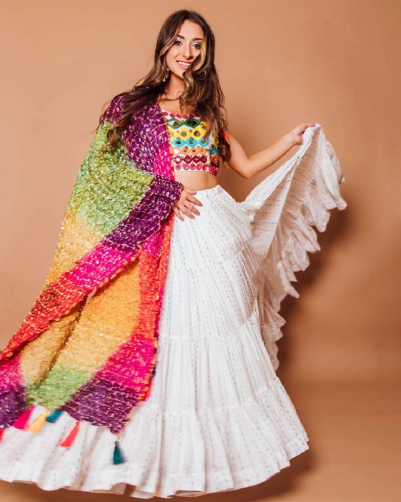 White Lehenga Choli With Embroidery Work