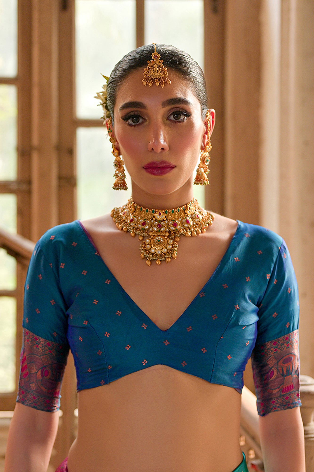 Wine Banarasi Silk Saree with Kalamkari Zari Design