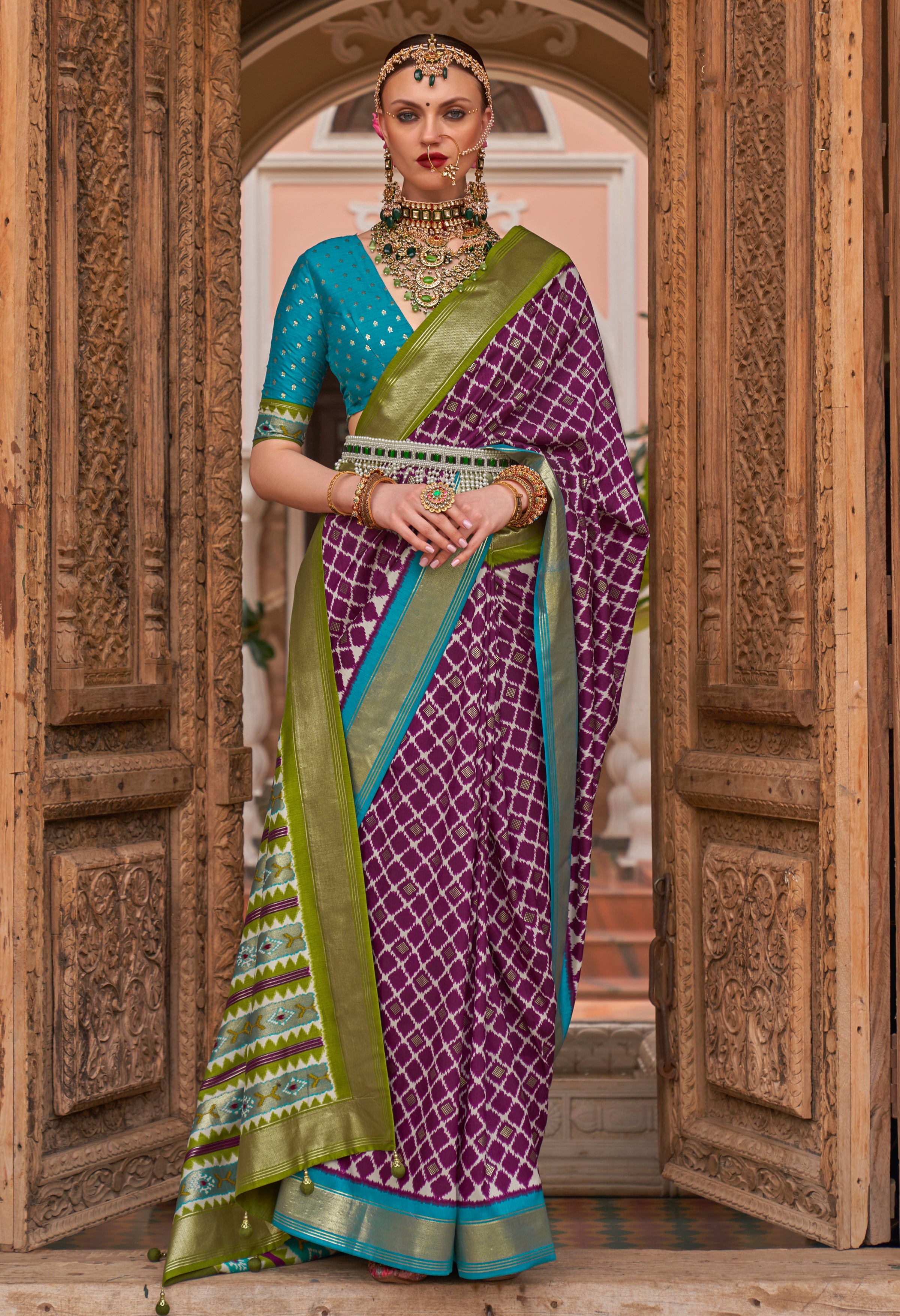 Wine PV Silk Saree with Printed