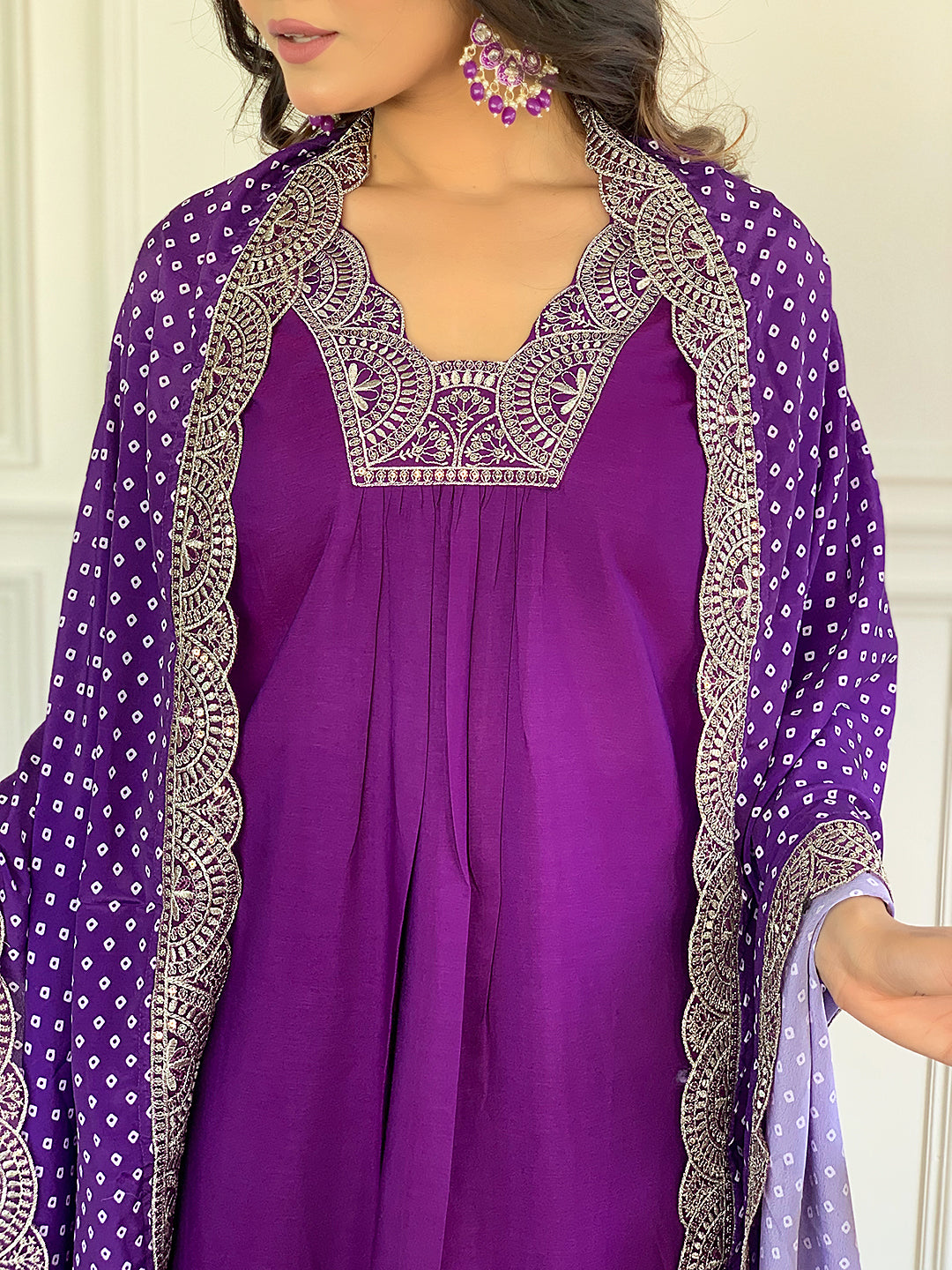 Wine Viscose Elegant Kurta Pant Set With Embroidery Work