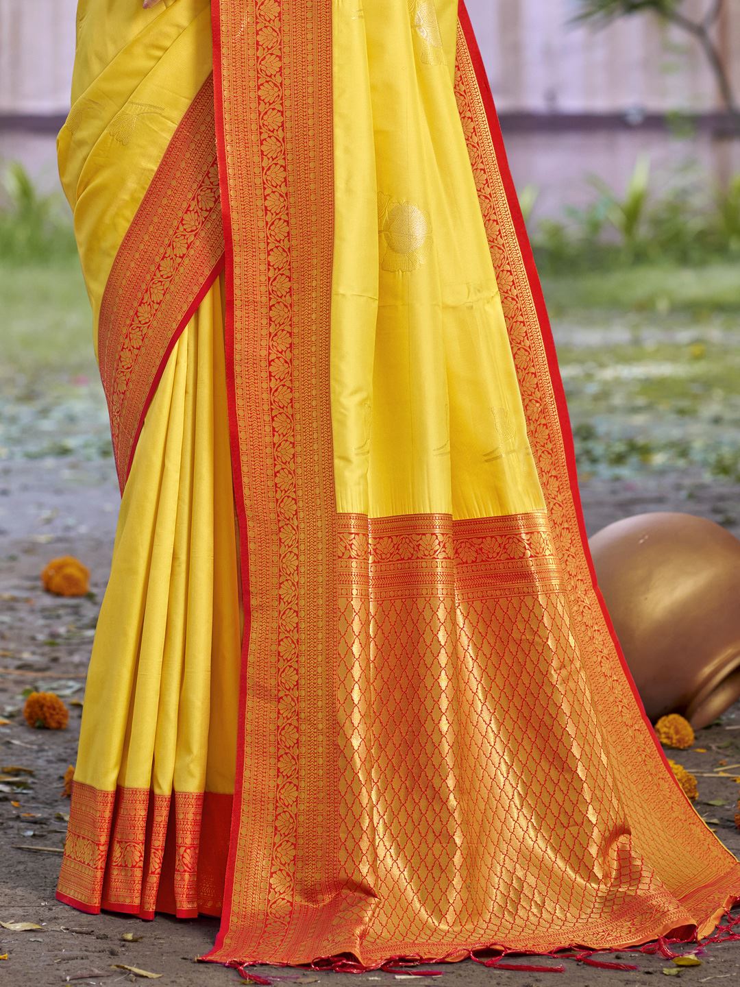 Yellow Color Silk Weaving Classic Saree