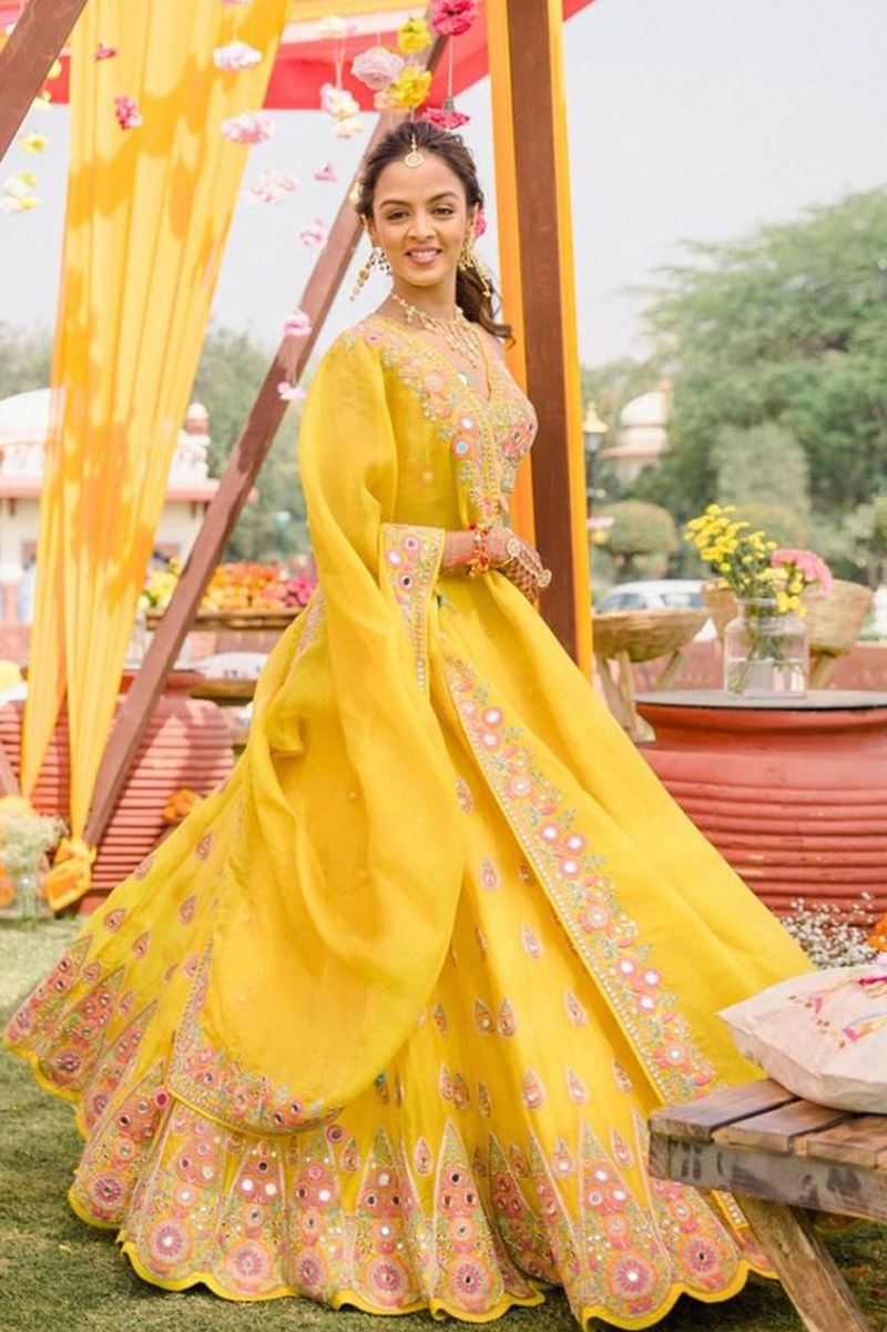 Yellow Lehenga Choli With Embroidery Work