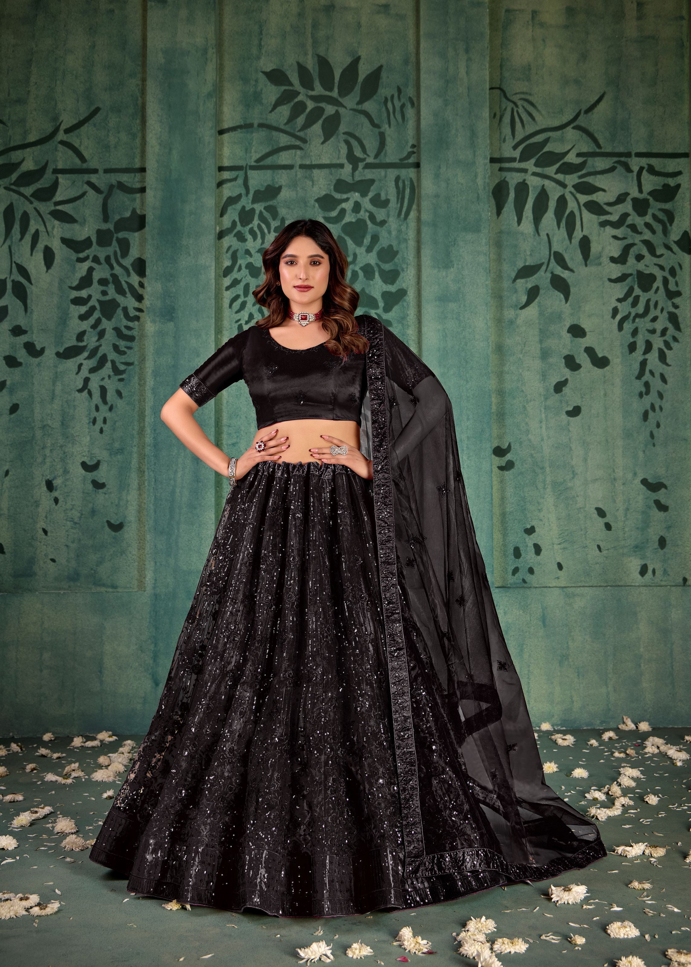 Black  Lehenga Choli With Heavy Sequence Embroidered