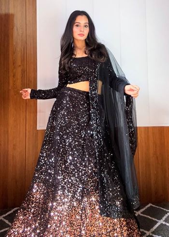 Black Lehenga Choli With Heavy Sequence Work