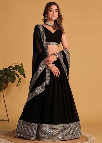 Black Lehenga Choli With  Sequins Embroidered Work