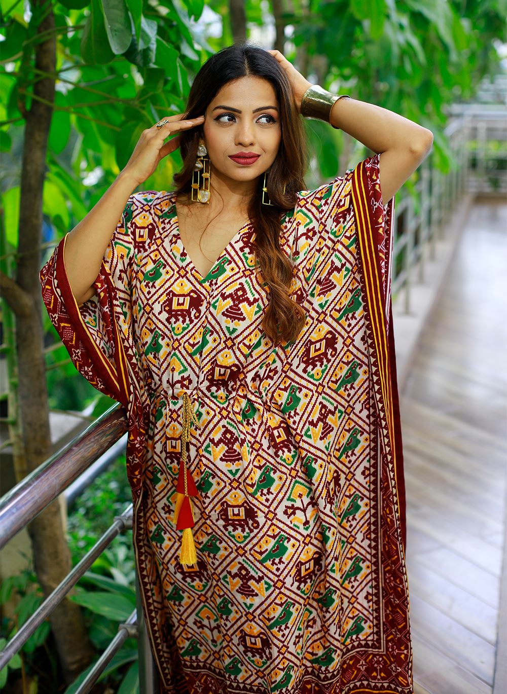 Brown Color Pure Gaji Silk Kaftan with Gotta Patti  Tassels
