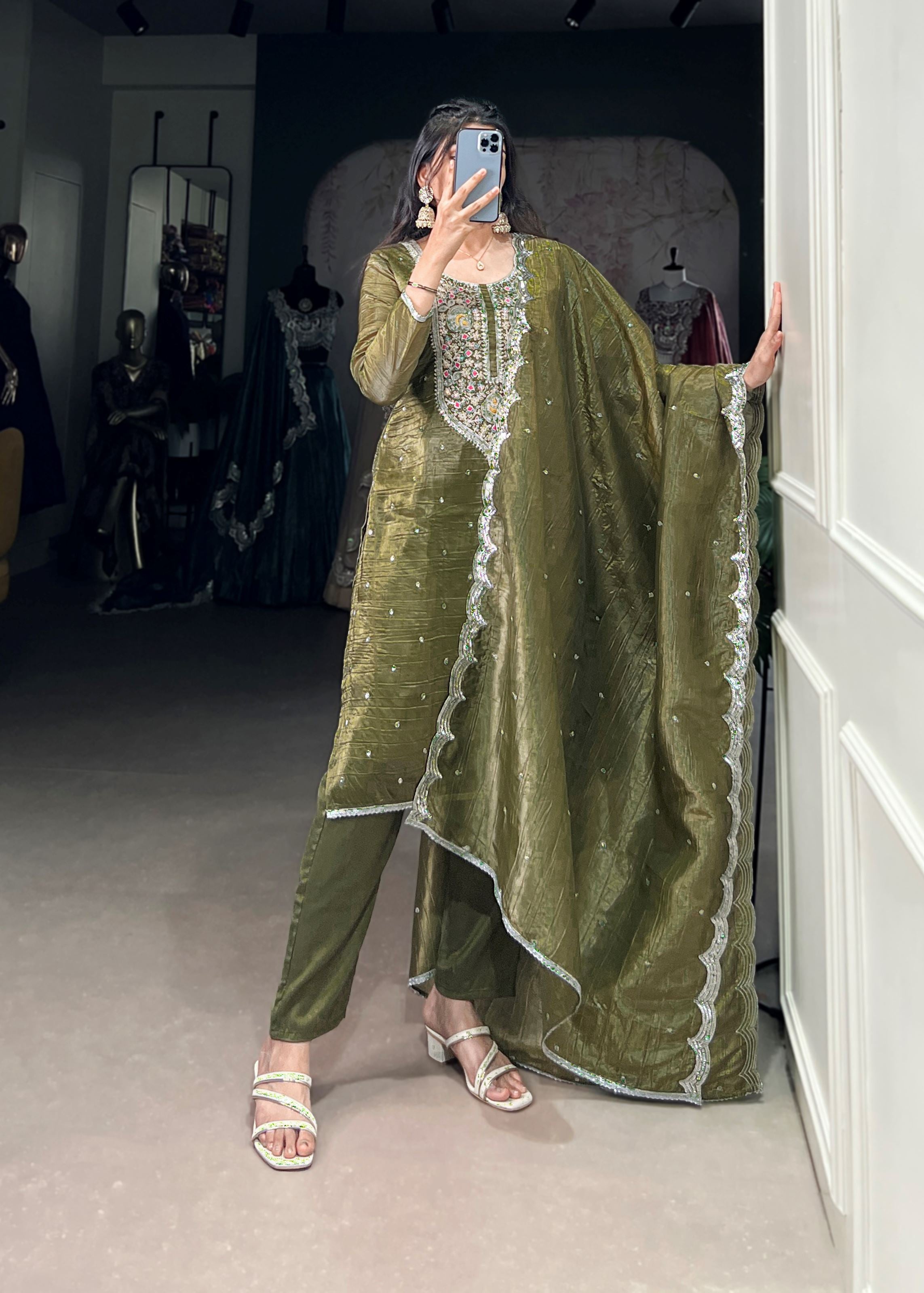 Golden Threads of Tradition Gold Crush with Designer Detailing Salwar Suit