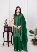 Green Sharara Dress With Sequence Embroidered