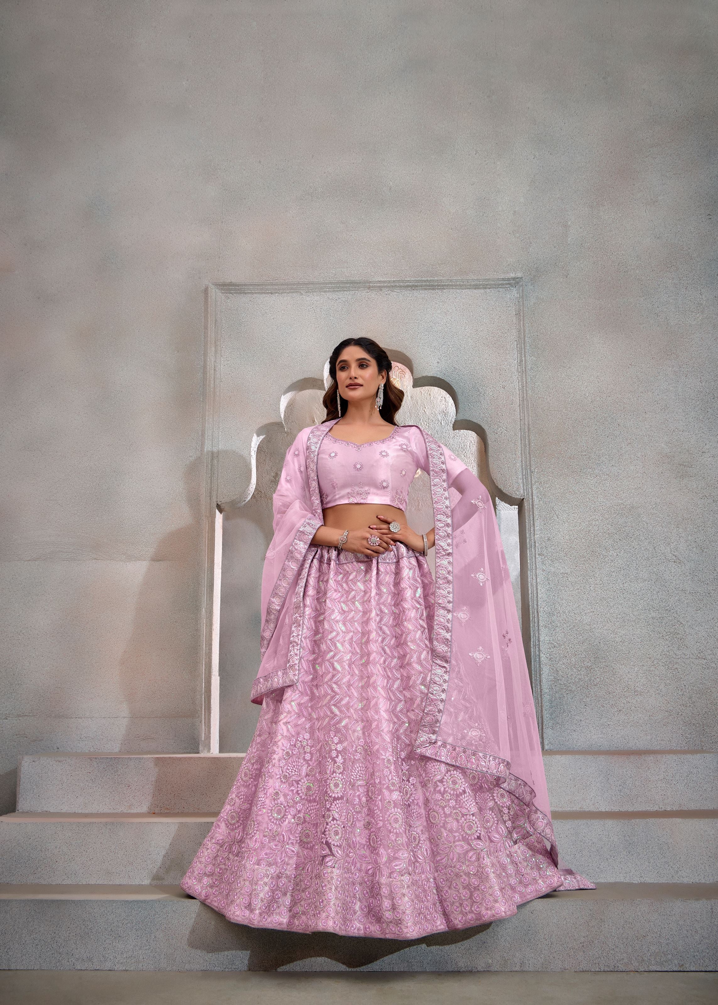 Light Pink Lehenga Choli With Heavy Sequence Embroidered