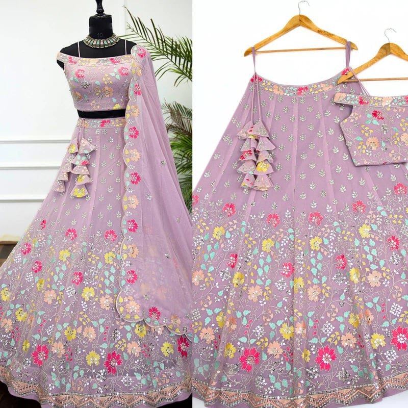 Light pink  Lehenga Choli With Thread and Sequence Embroidery Work