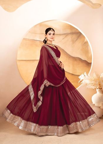 Maroon Lehenga Choli With  Sequins Embroidered Work