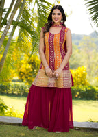 Multi Sharara Dress With Sequence Embroidered