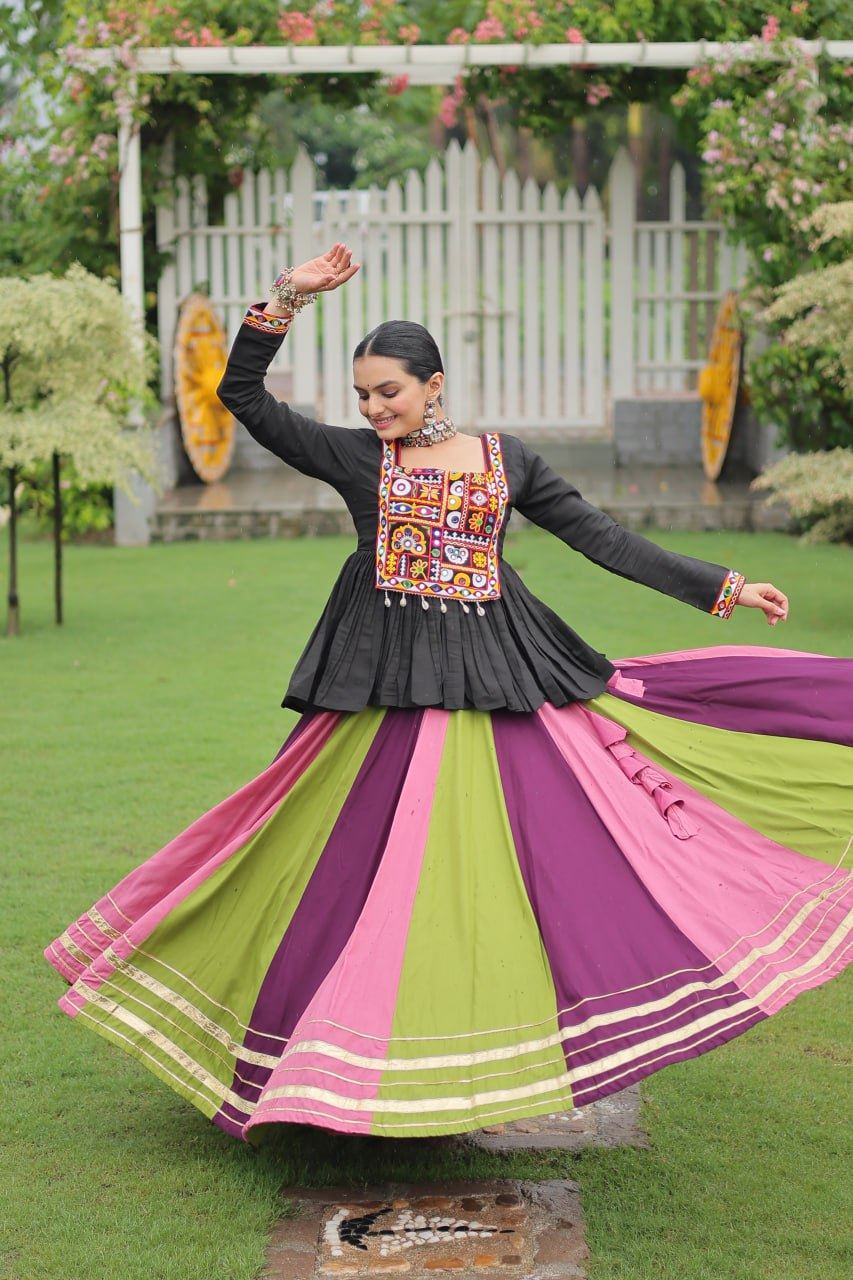 Multicolor Lehenga Choli With Attractive Gota Patti Lace