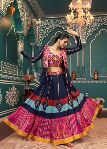 Multicolor Lehenga Choli With Embroidered