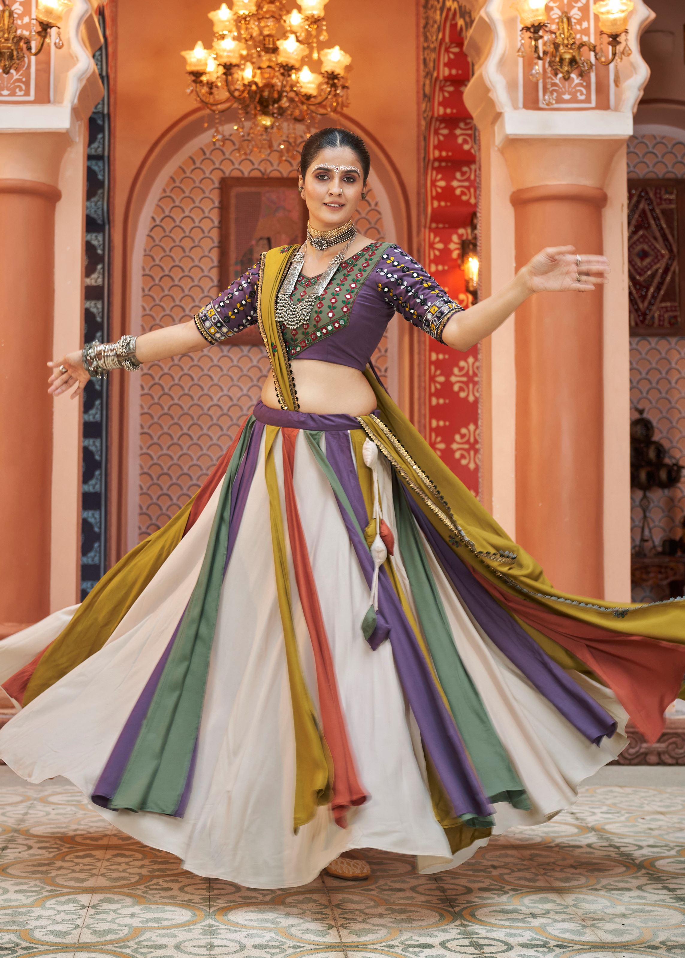 Multicolor Lehenga Choli With Plain